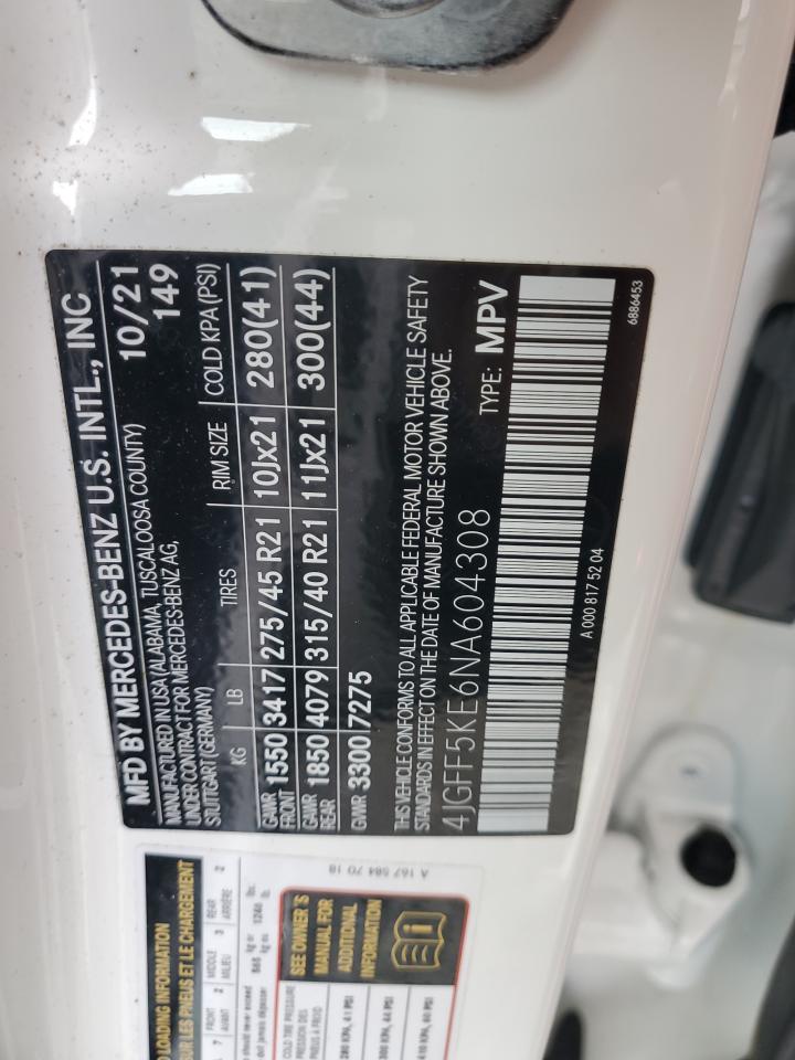2022 Mercedes-benz Gls 450 4matic White vin: 4JGFF5KE6NA604308