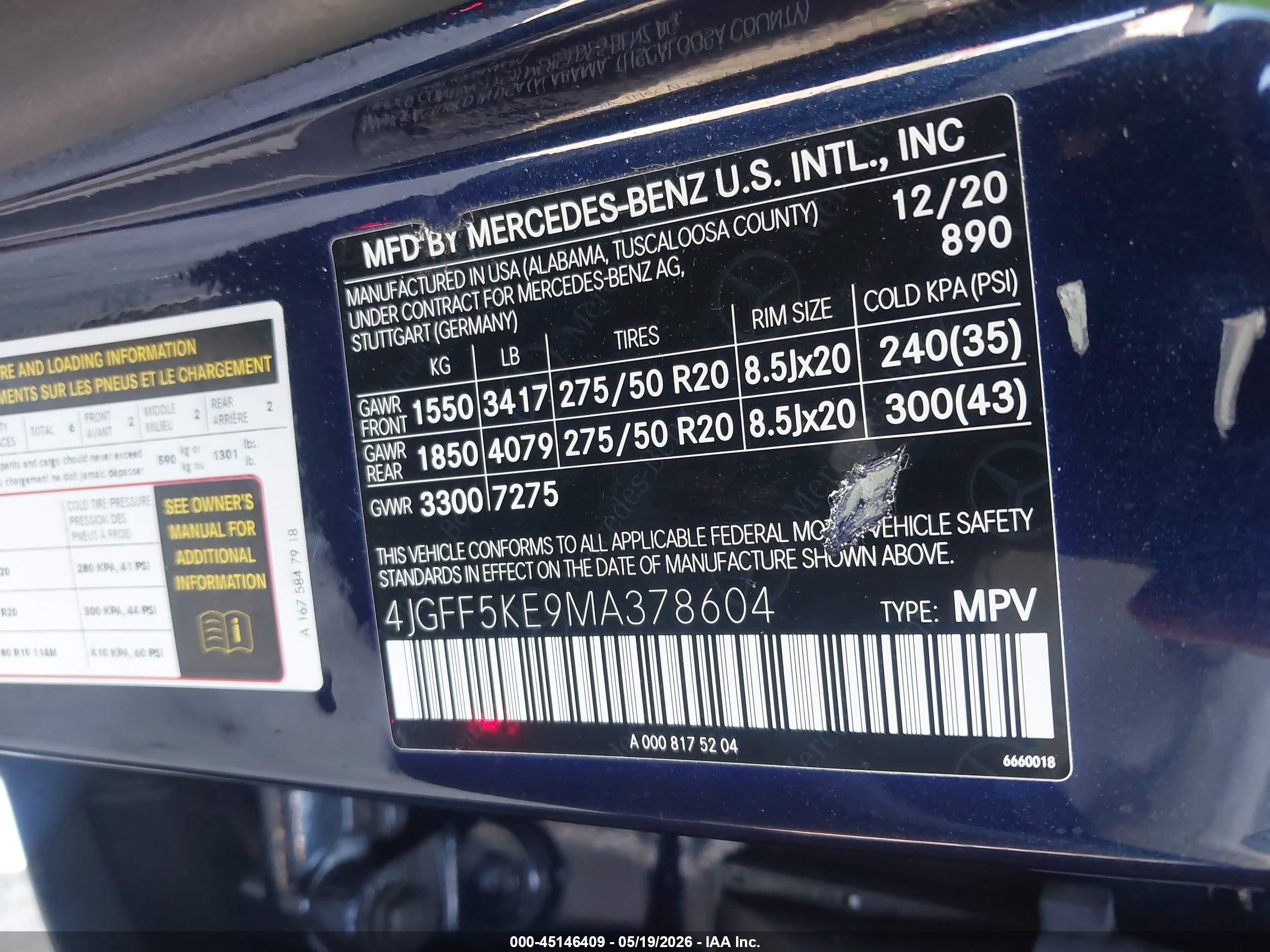 2021 Mercedes-benz Gls 450 4matic Blue vin: 4JGFF5KE9MA378604
