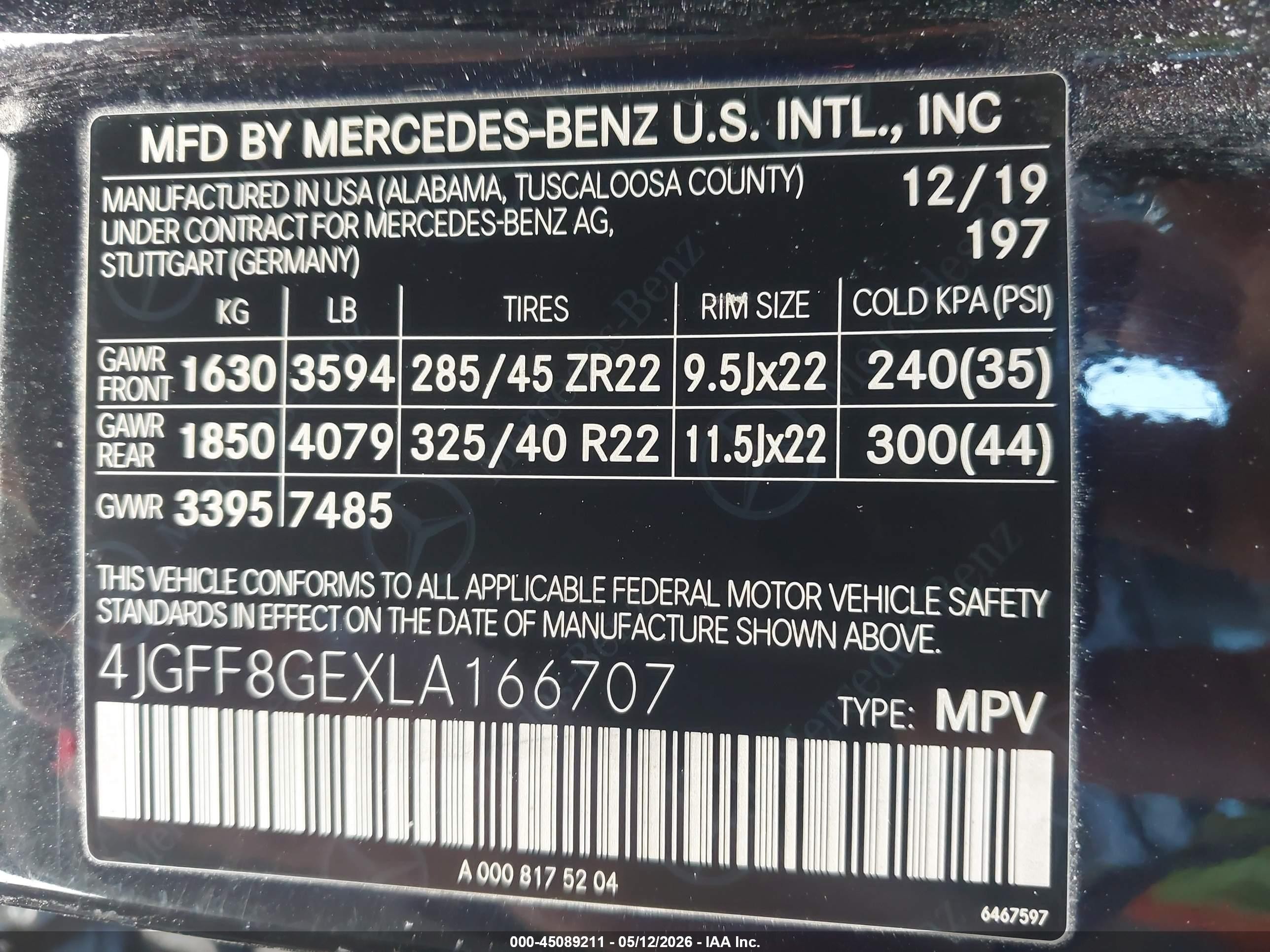 2020 Mercedes-benz Gls 580 4matic Black vin: 4JGFF8GEXLA166707