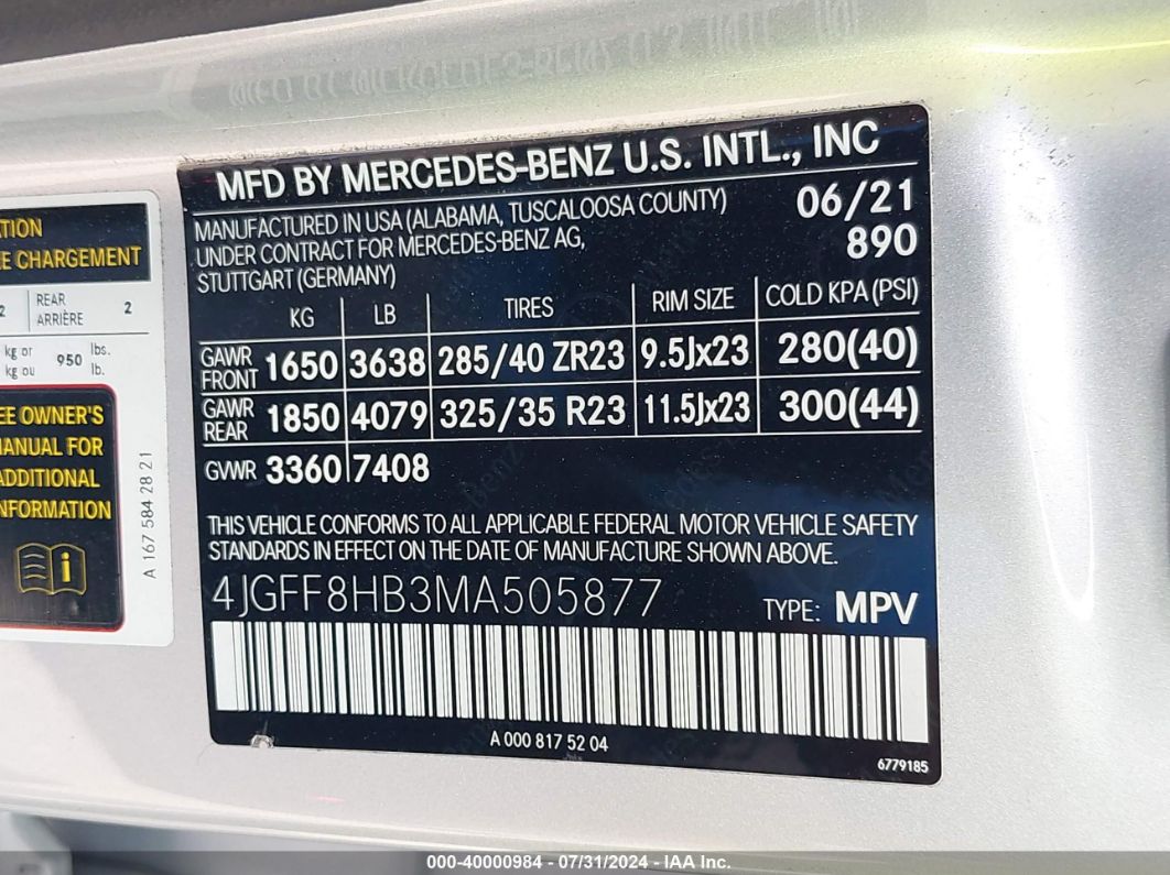 2021 Mercedes-benz Maybach Gls 600 4matic Dark Blue vin: 4JGFF8HB3MA505877
