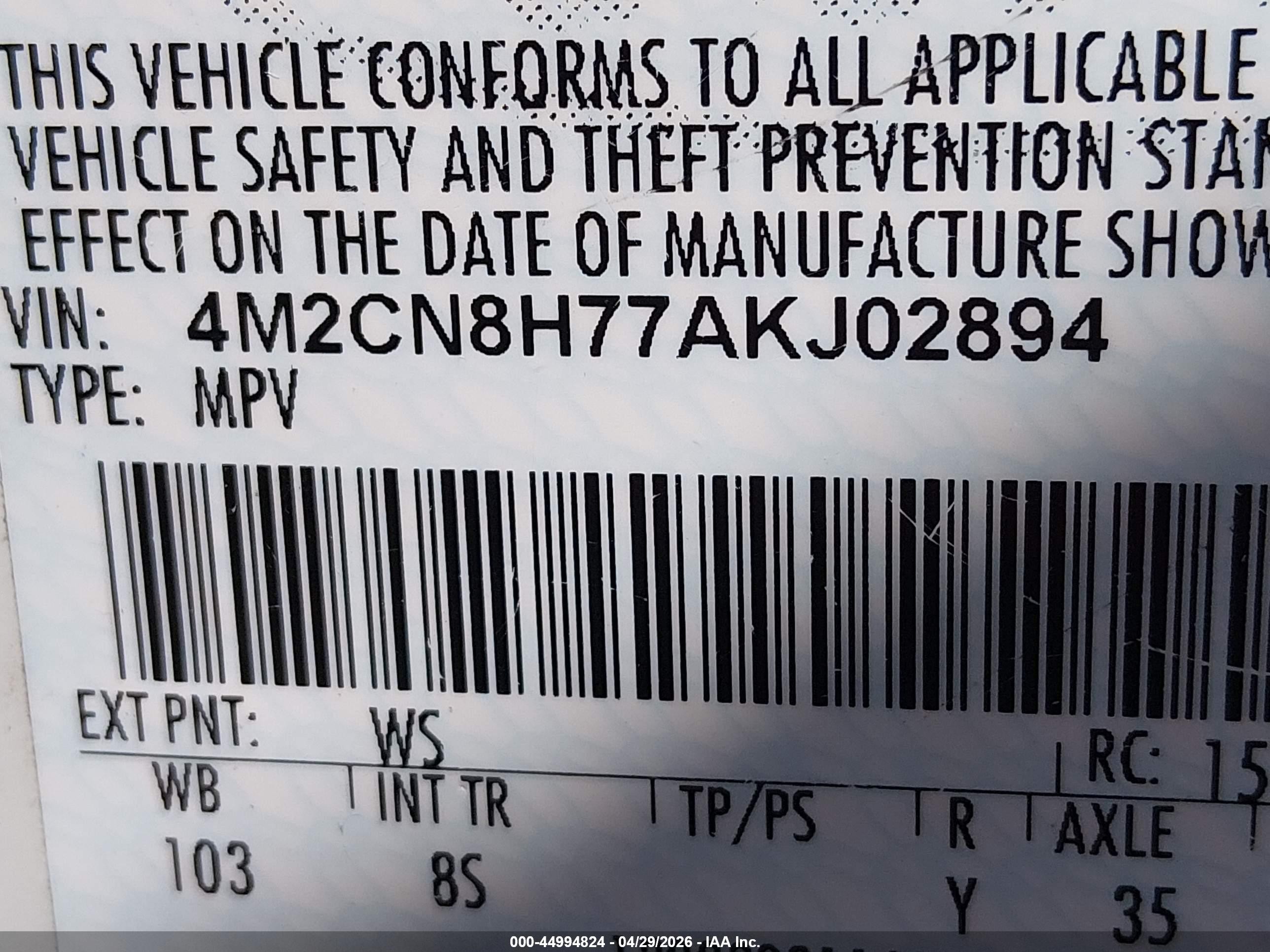 2010 Mercury Mariner Premier White vin: 4M2CN8H77AKJ02894