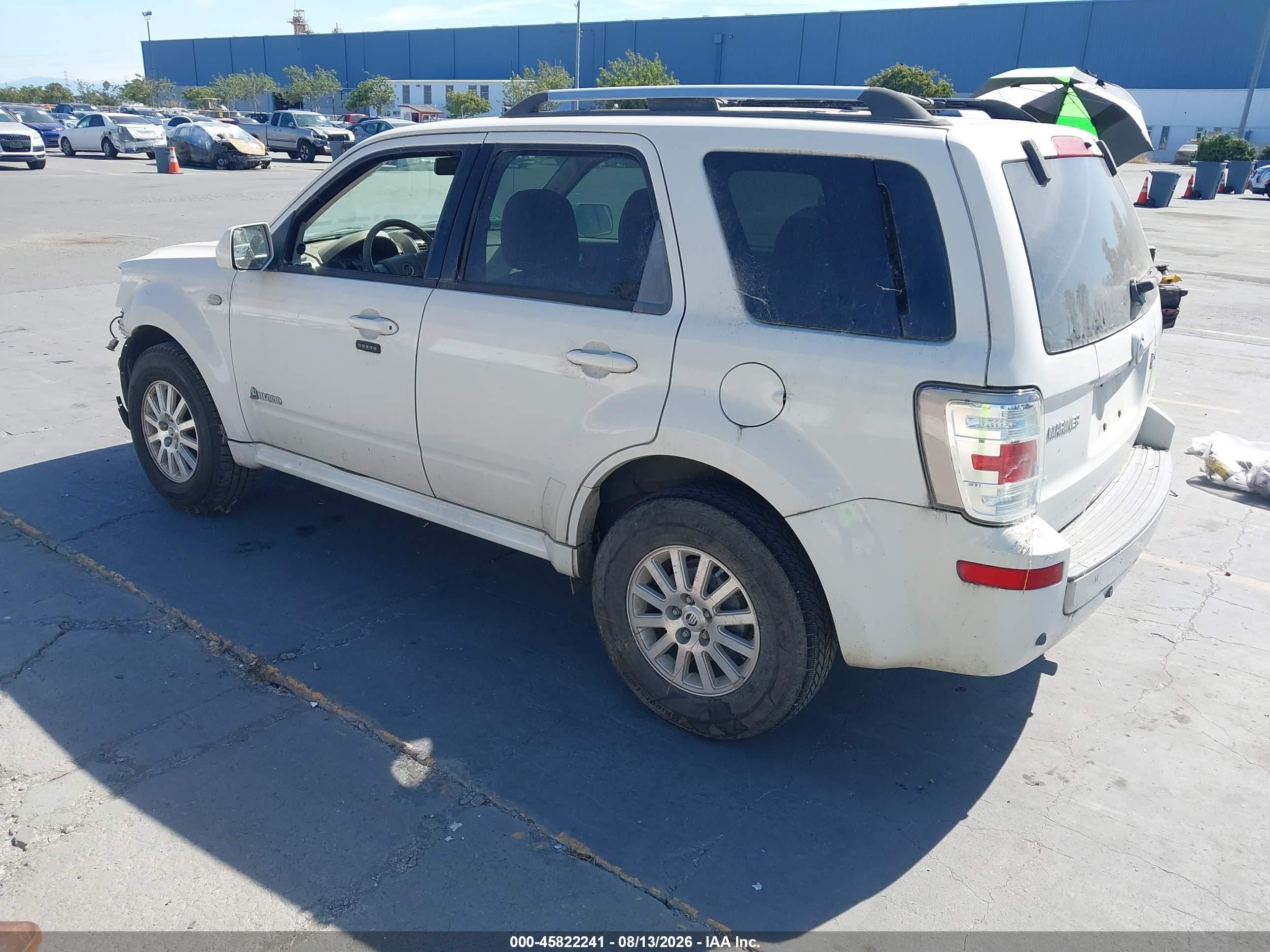 2009 Mercury Mariner Hybrid   White vin: 4M2CU29369KJ09763