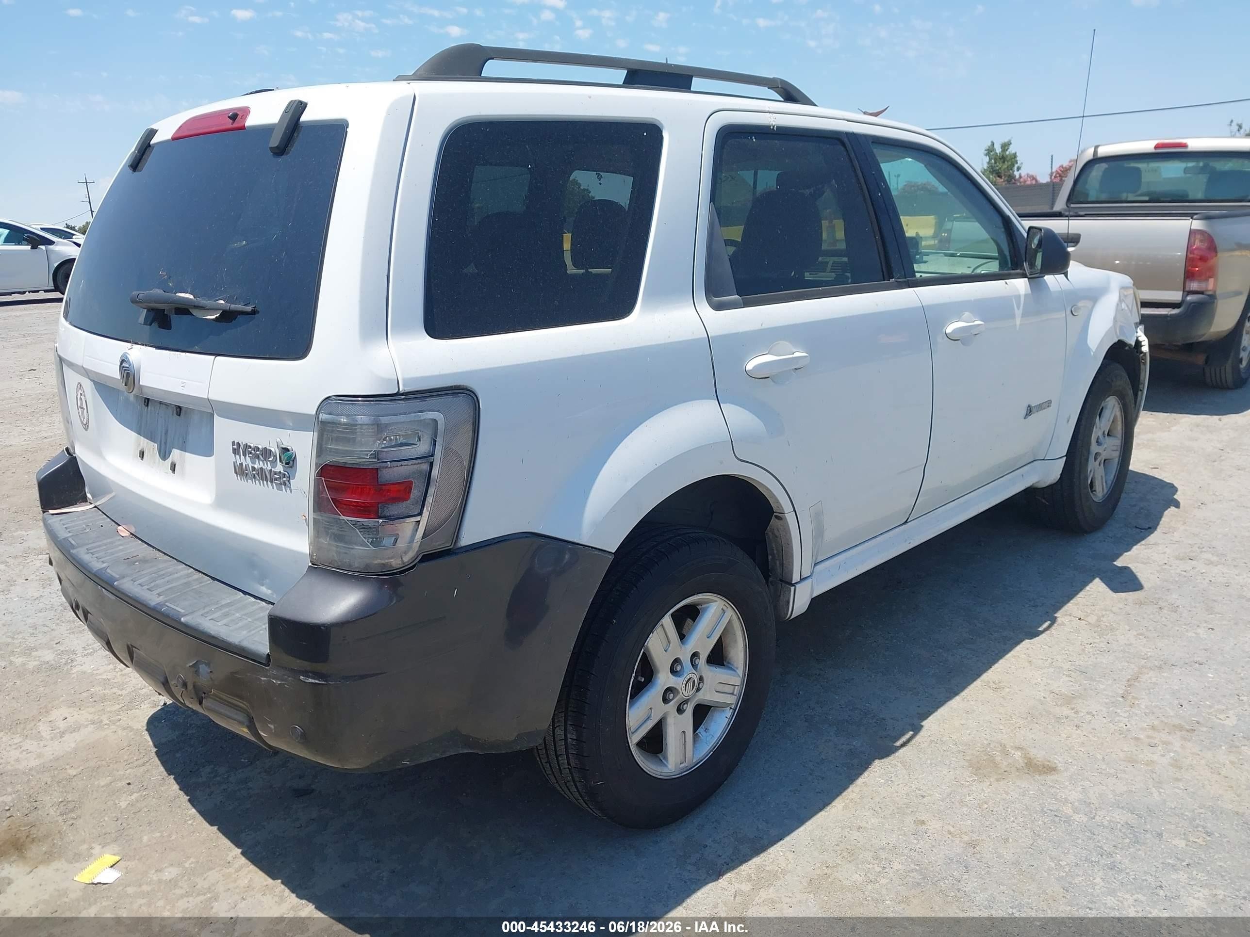 2008 Mercury Mariner Hybrid   White vin: 4M2CU29H08KJ23474