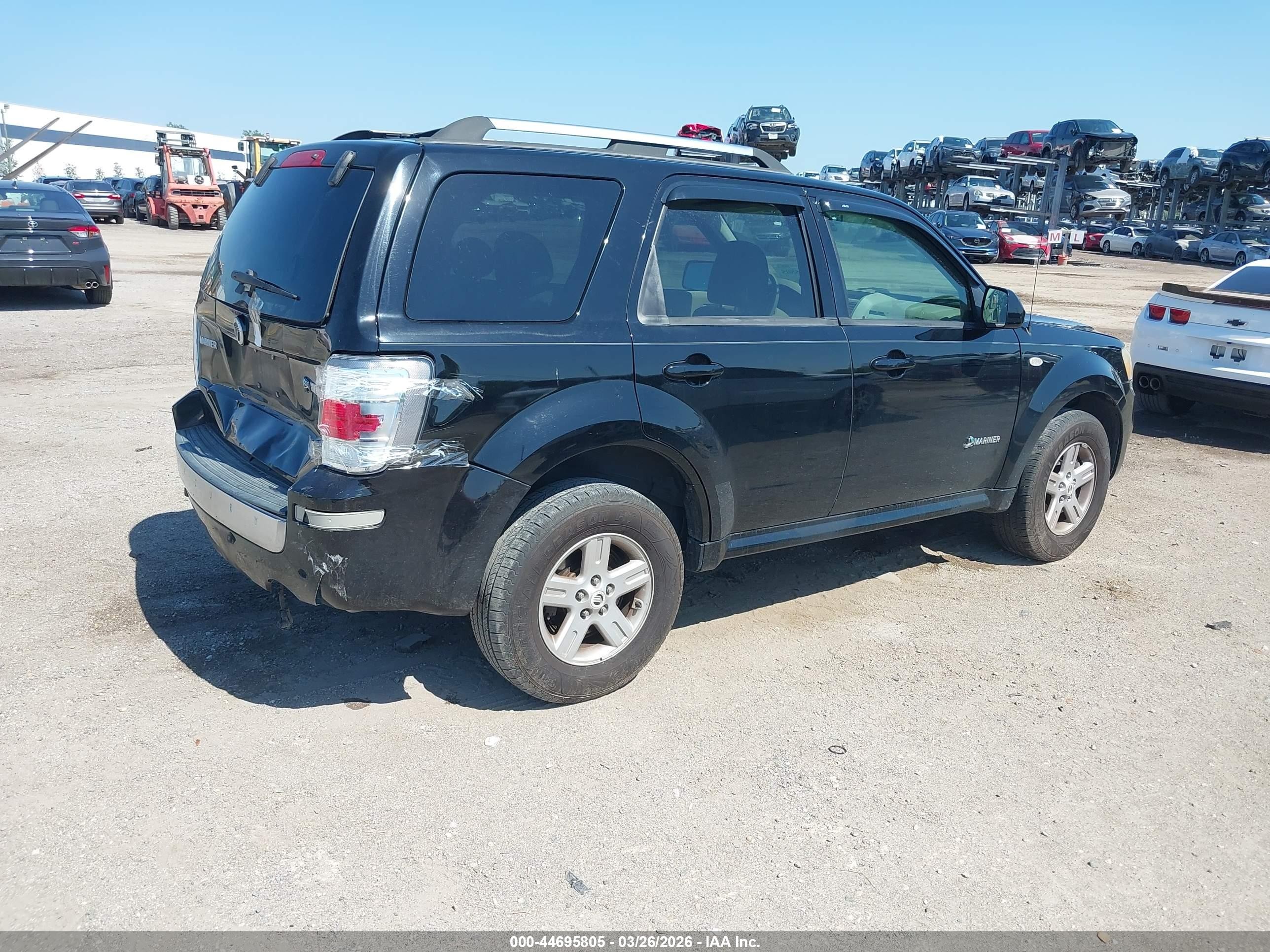 2008 Mercury Mariner Hybrid   Black vin: 4M2CU29H98KJ16197