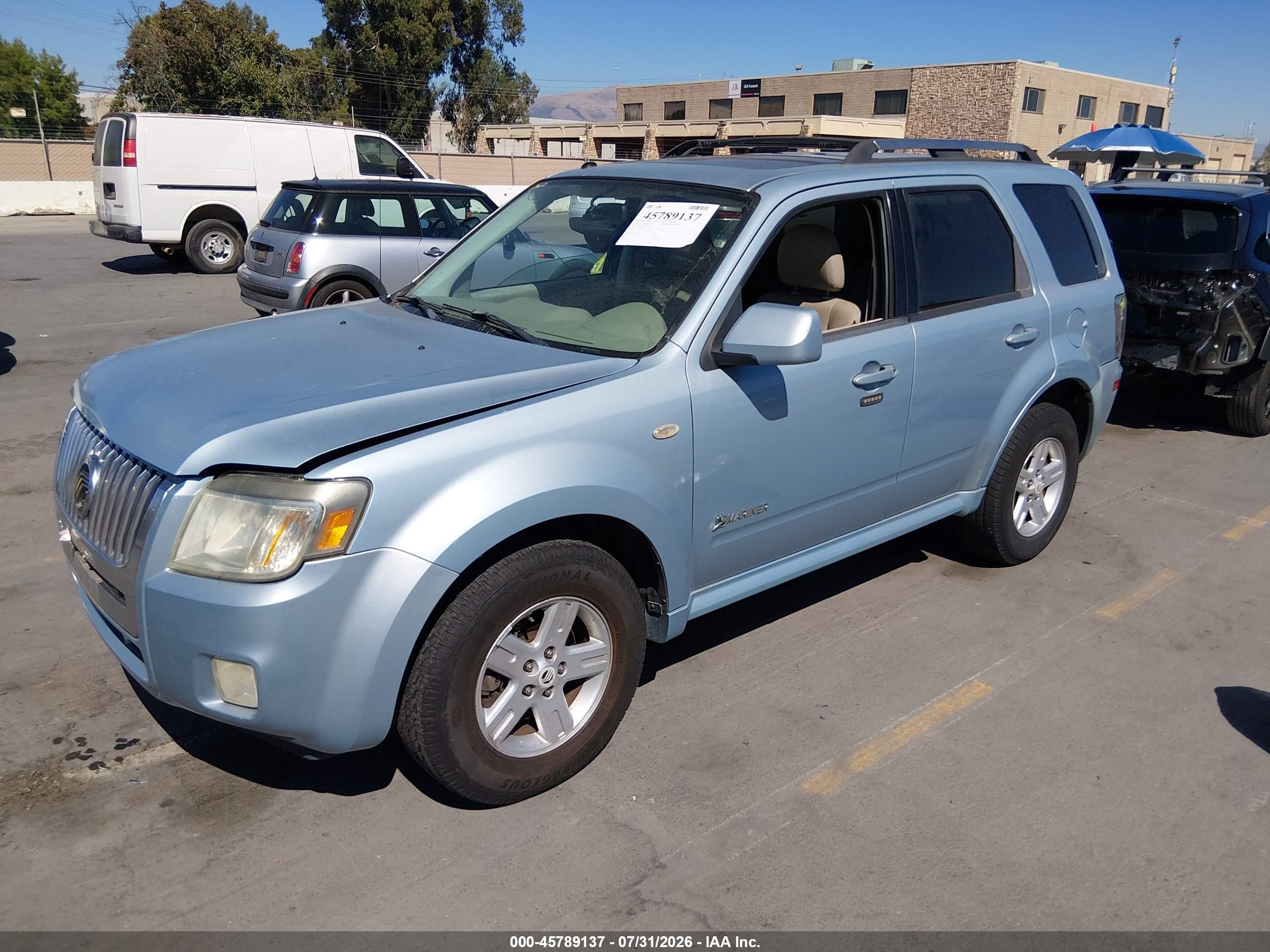 2008 Mercury Mariner Hybrid   Light Blue vin: 4M2CU39H78KJ07679