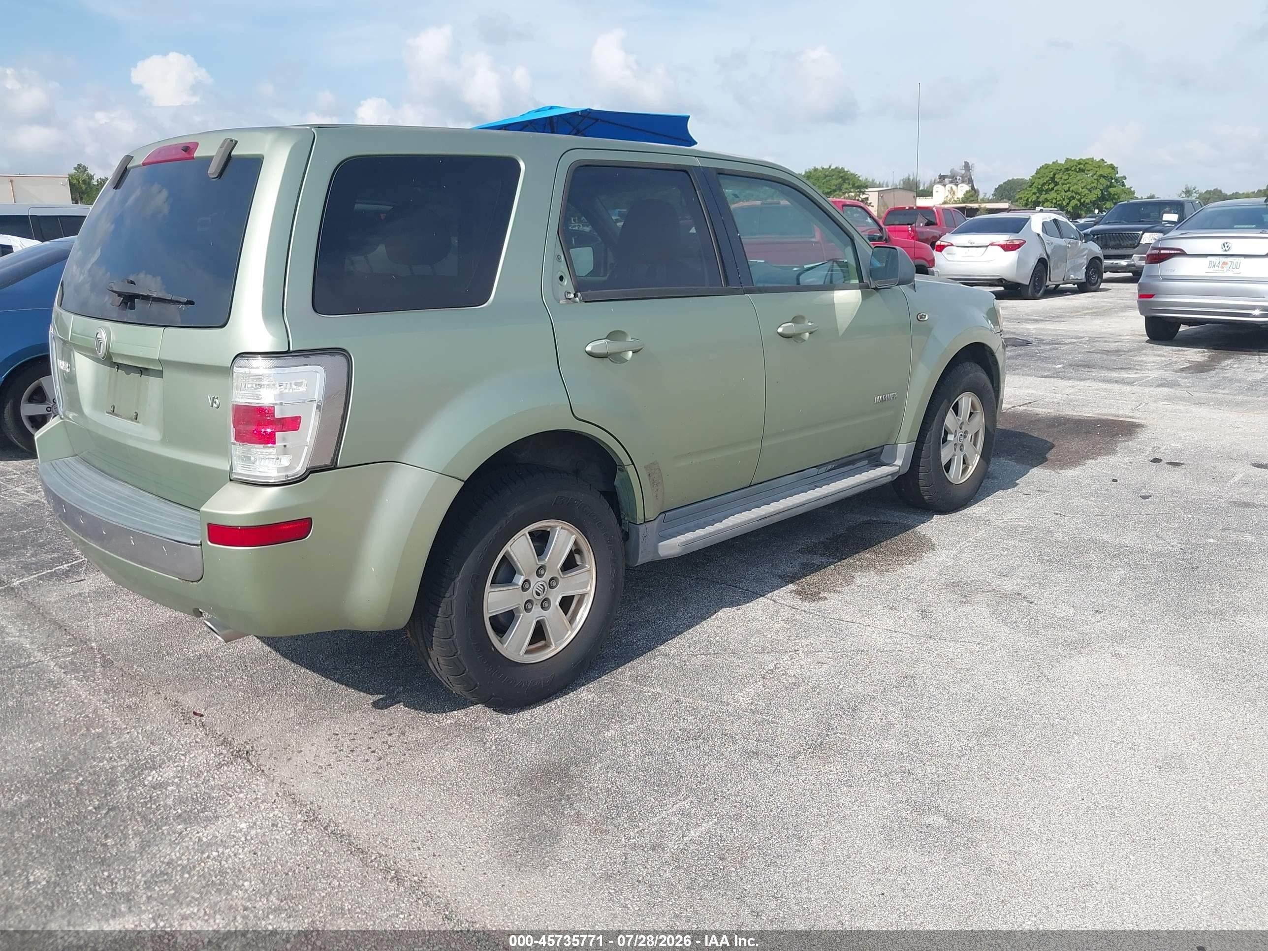 2008 Mercury Mariner V6 Green vin: 4M2CU81178KJ03496
