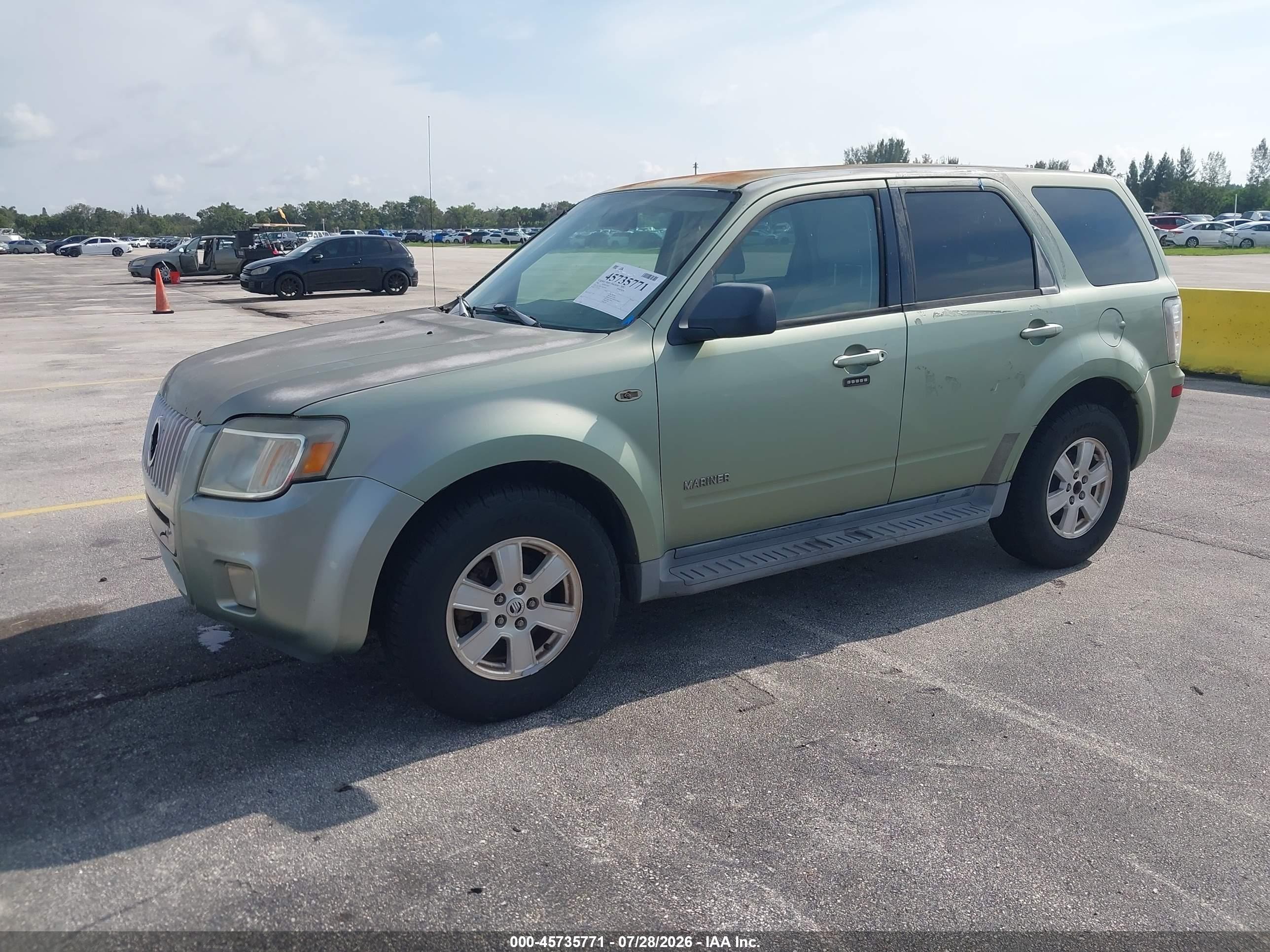 2008 Mercury Mariner V6 Green vin: 4M2CU81178KJ03496