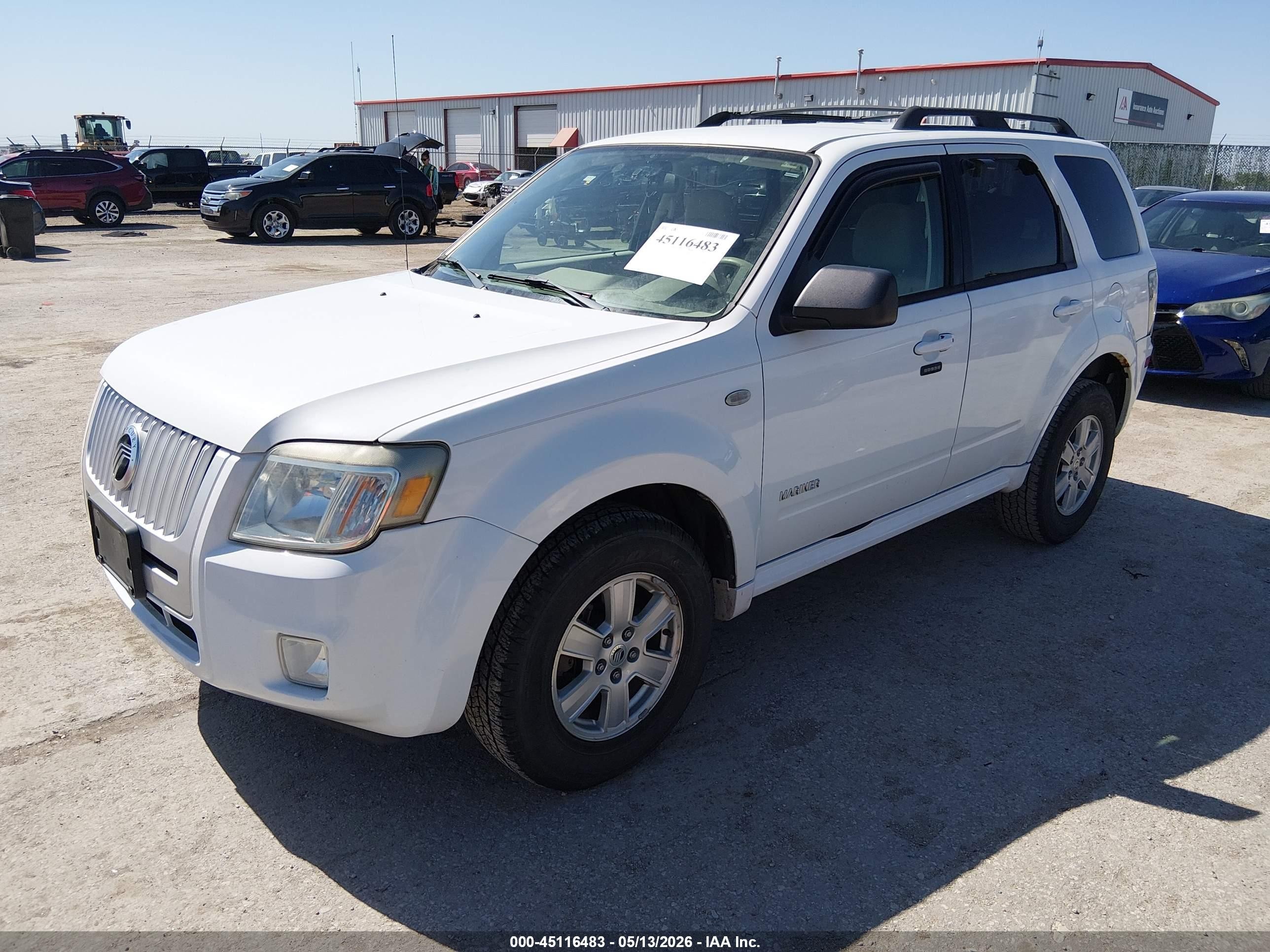 2008 Mercury Mariner I4 White vin: 4M2CU81Z98KJ13534