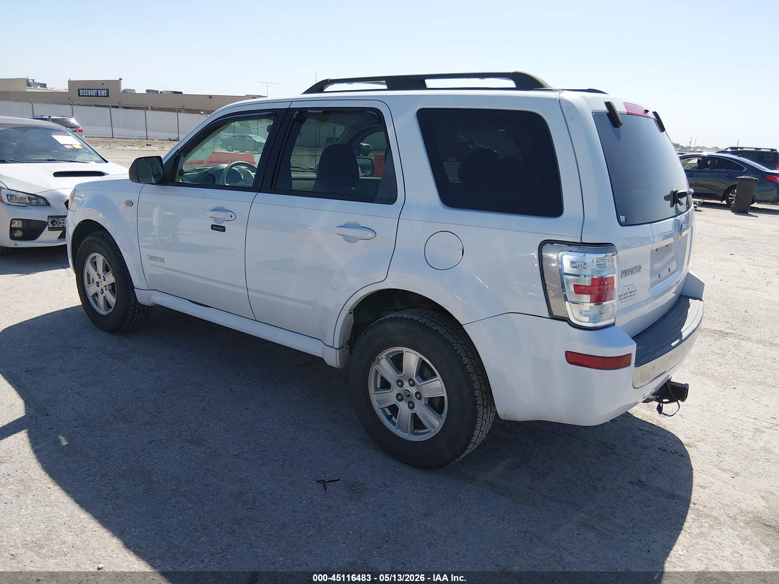 2008 Mercury Mariner I4 White vin: 4M2CU81Z98KJ13534