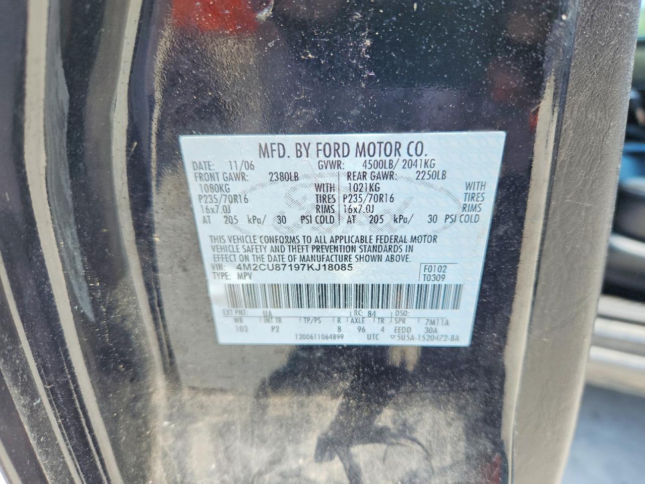 2007 Mercury Mariner Premier Black vin: 4M2CU87197KJ18085