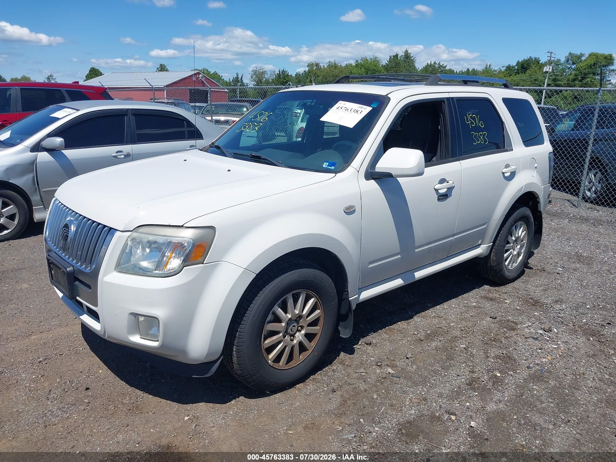 2009 Mercury Mariner Premier V6 White vin: 4M2CU87G29KJ04391