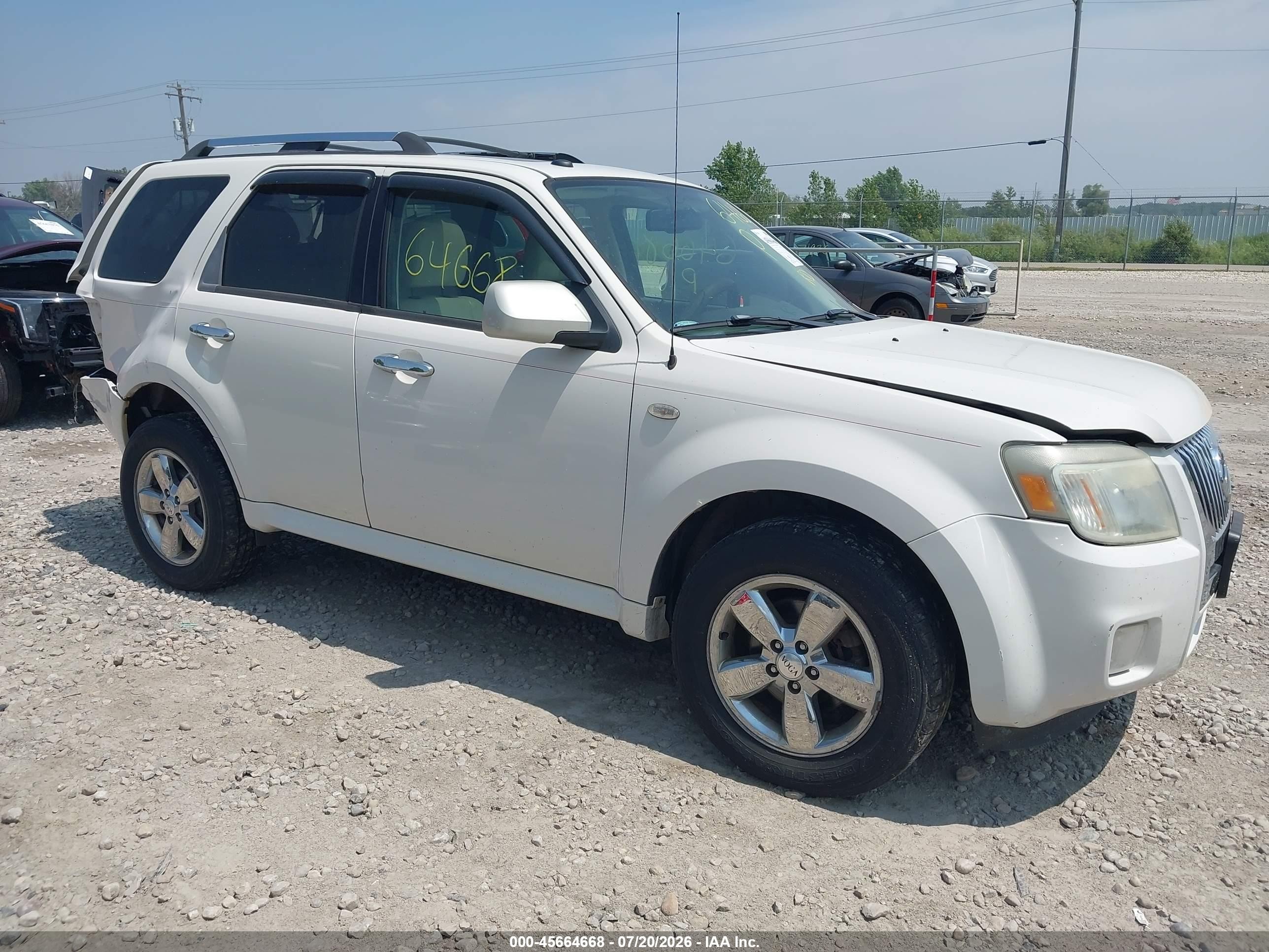 2009 Mercury Mariner Premier V6 White vin: 4M2CU87G69KJ02224