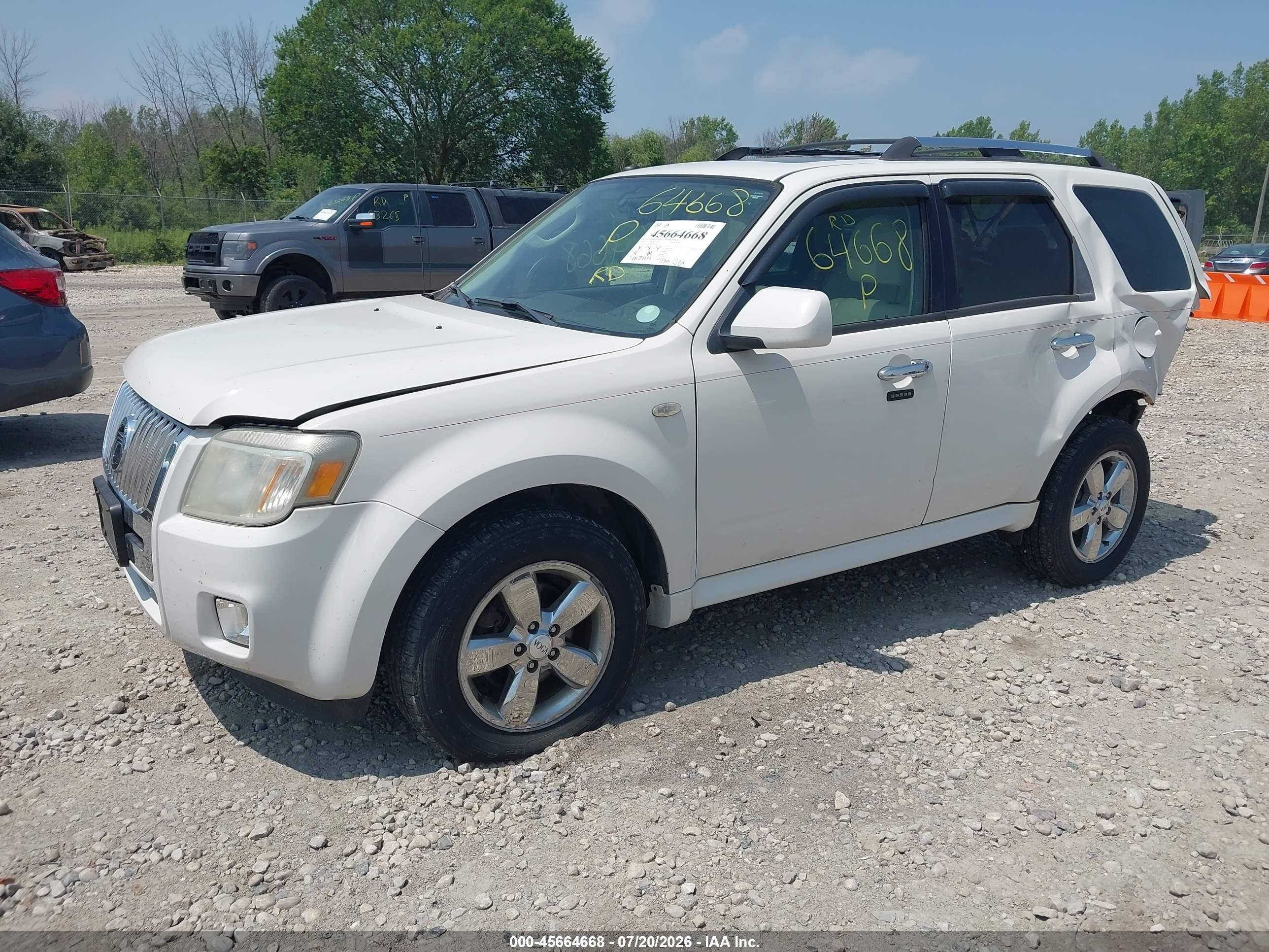 2009 Mercury Mariner Premier V6 White vin: 4M2CU87G69KJ02224