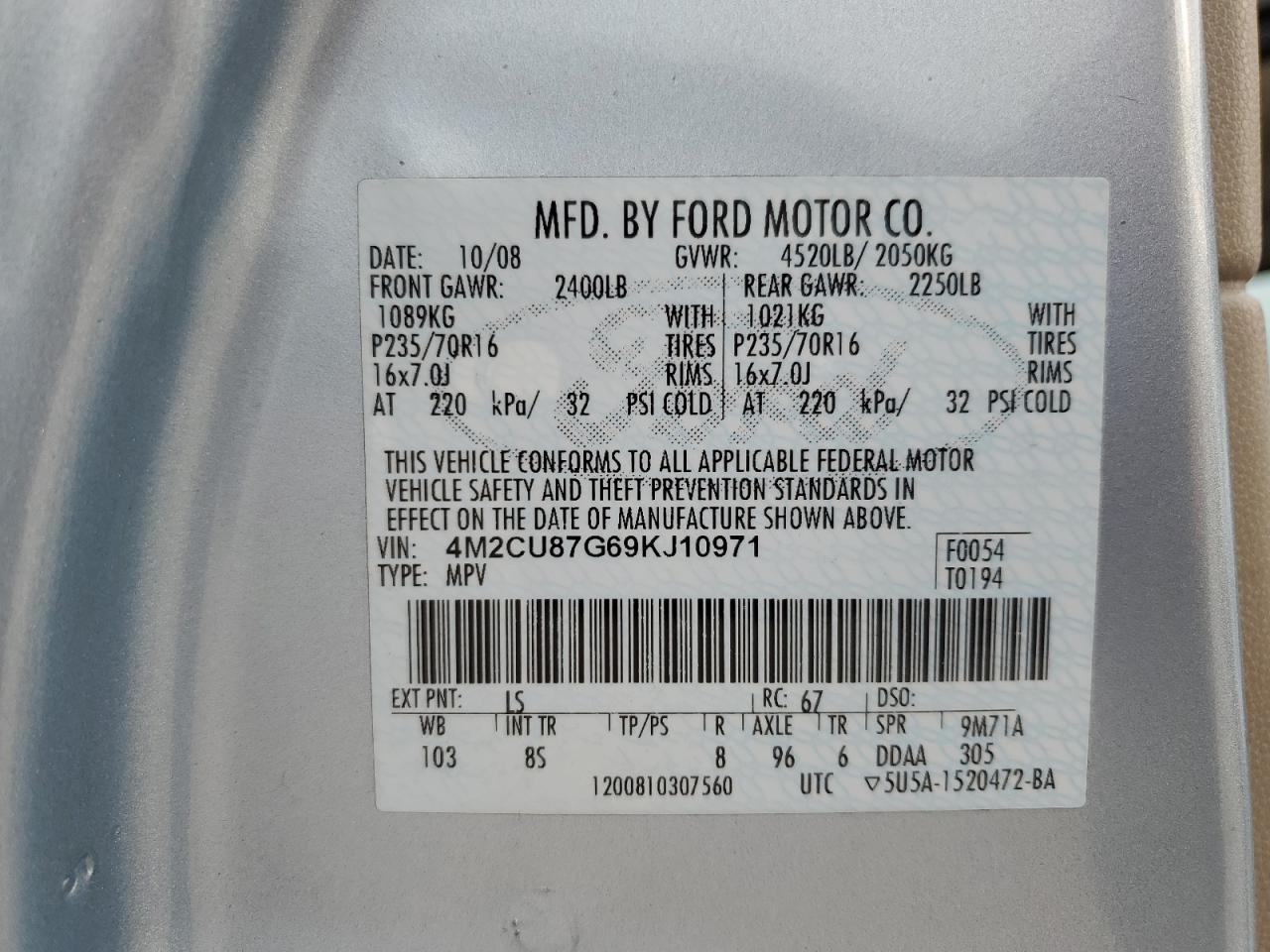 2009 Mercury Mariner Premier Blue vin: 4M2CU87G69KJ10971