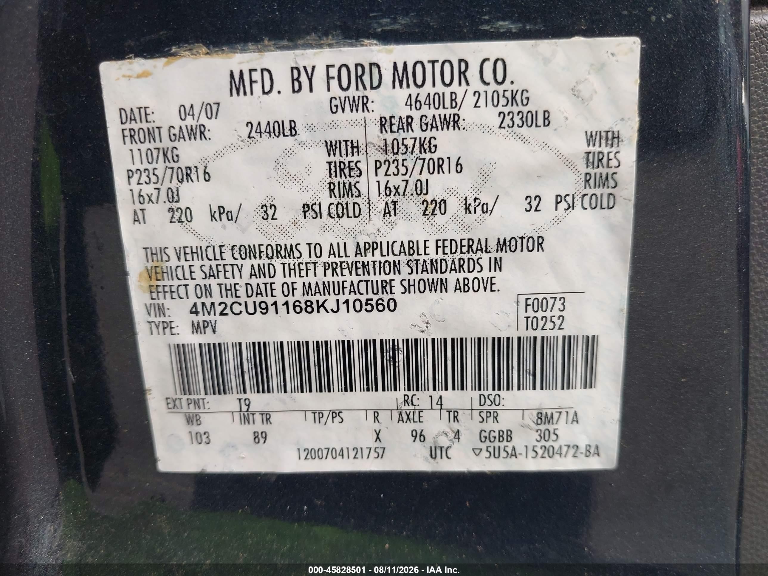2008 Mercury Mariner V6 Gray vin: 4M2CU91168KJ10560