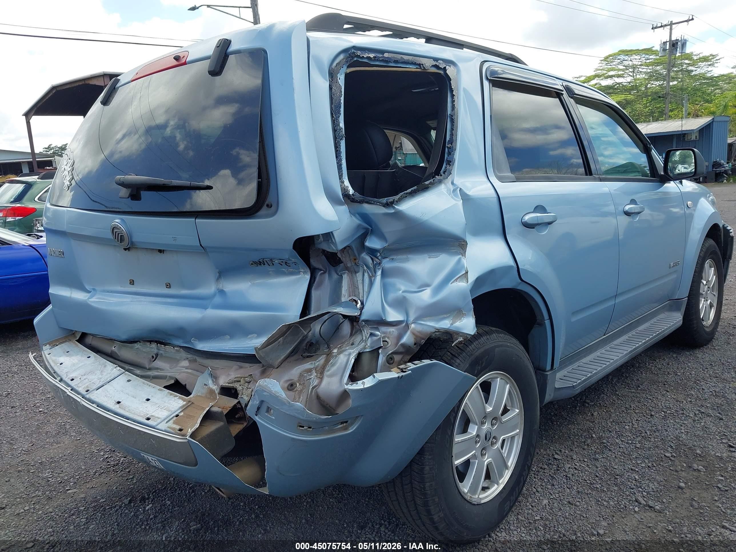 2008 Mercury Mariner V6 Light Blue vin: 4M2CU91198KJ09323