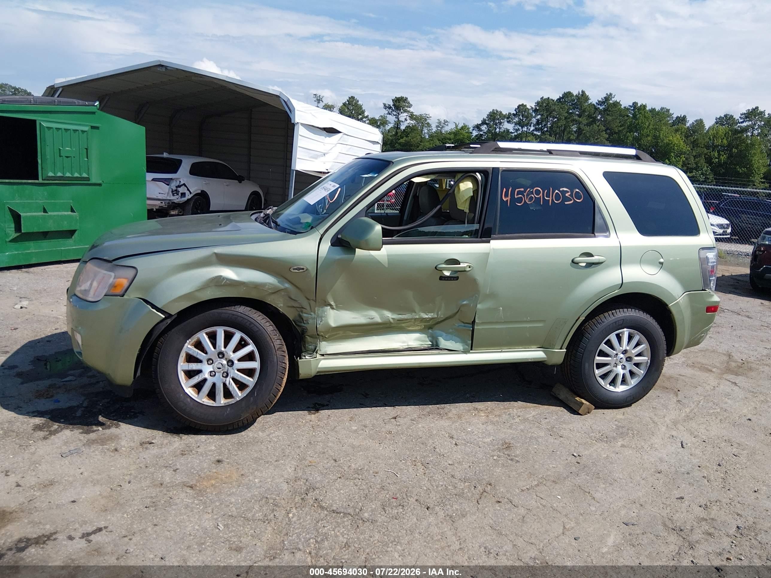 2009 Mercury Mariner Premier Green vin: 4M2CU977X9KJ24510