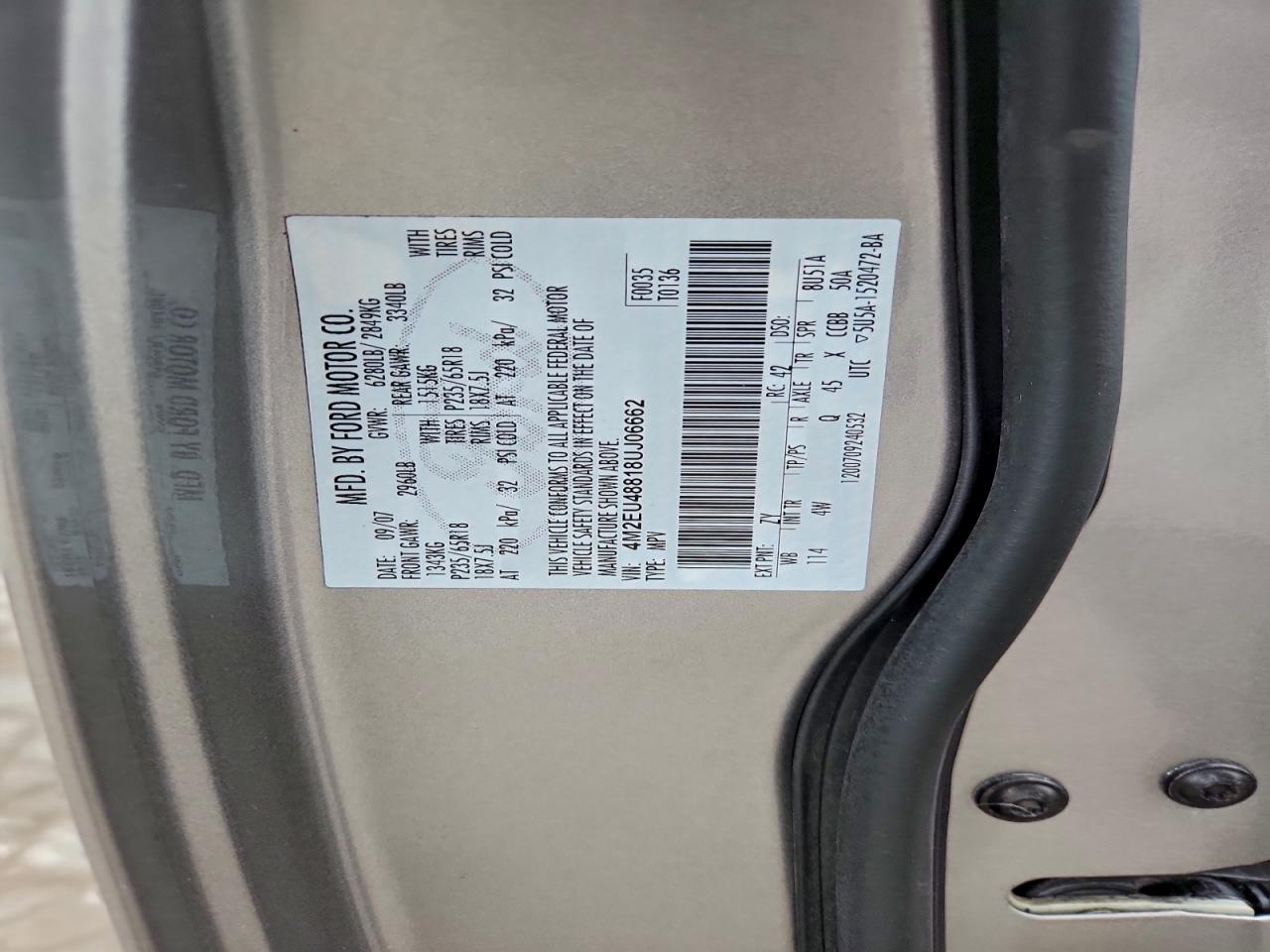 2008 Mercury Mountaineer Premier Серебряный vin: 4M2EU48818UJ06662