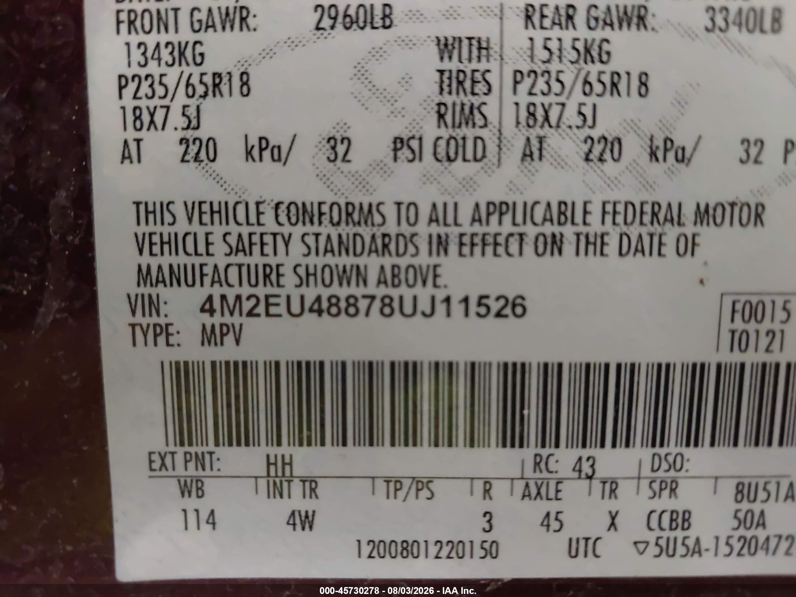 2008 Mercury Mountaineer Premier Maroon vin: 4M2EU48878UJ11526