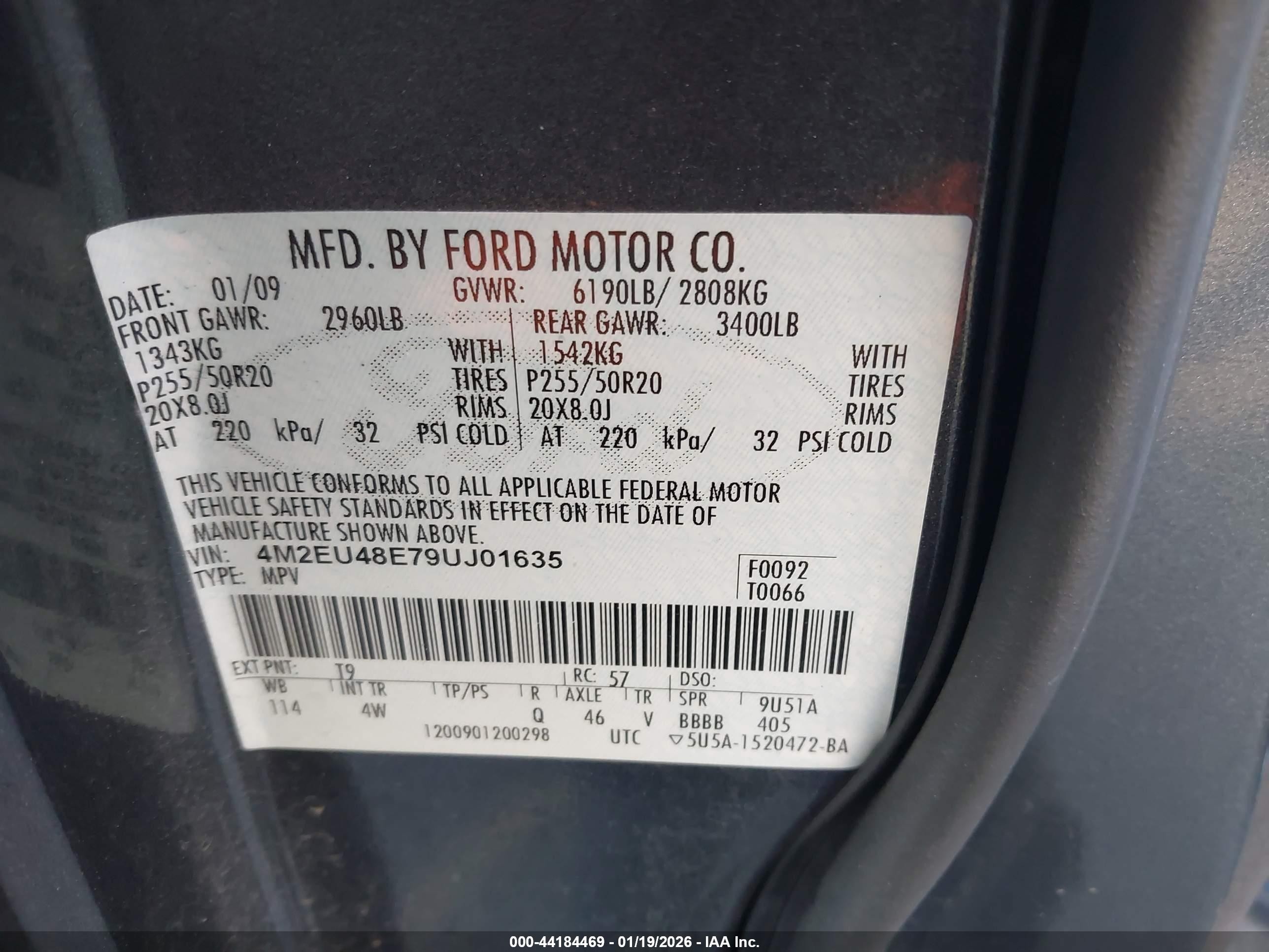2009 Mercury Mountaineer Premier Gray vin: 4M2EU48E79UJ01635