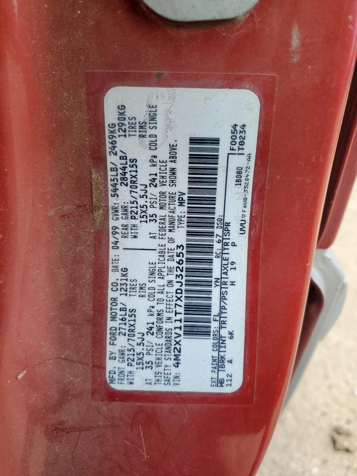 1999 Mercury Villager Red vin: 4M2XV11T7XDJ32653
