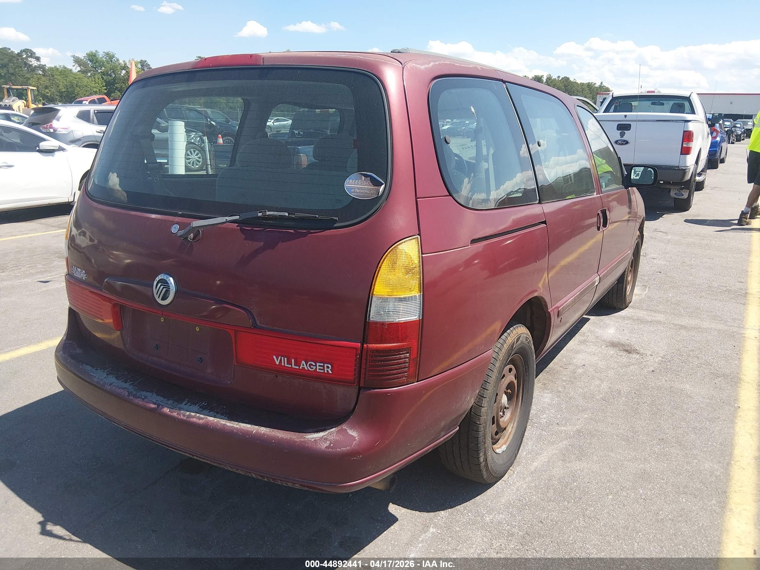 2002 Mercury Villager   Red vin: 4M2ZV11T02DJ14013