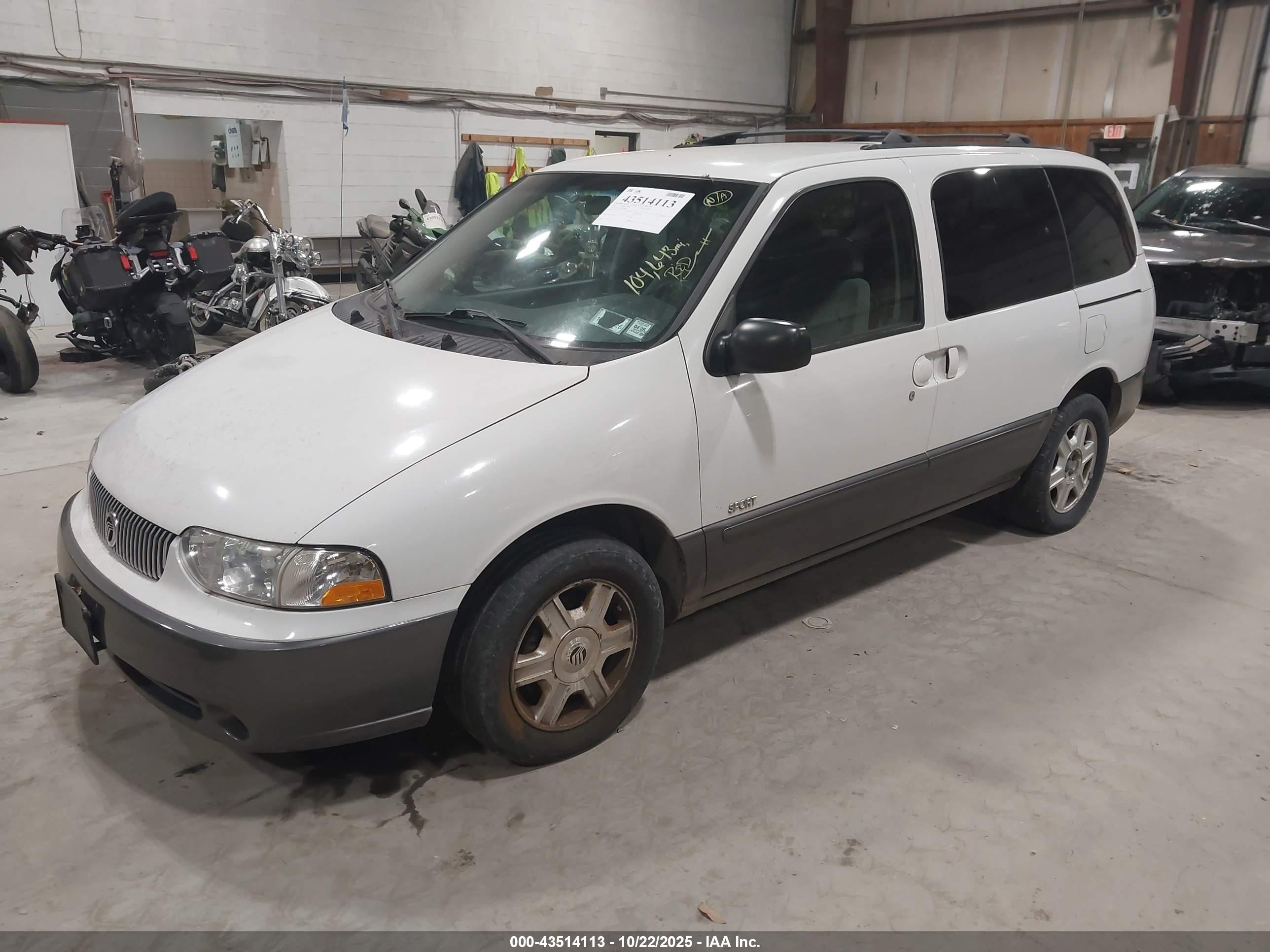 2001 Mercury Villager Sport White vin: 4M2ZV12T01DJ08077