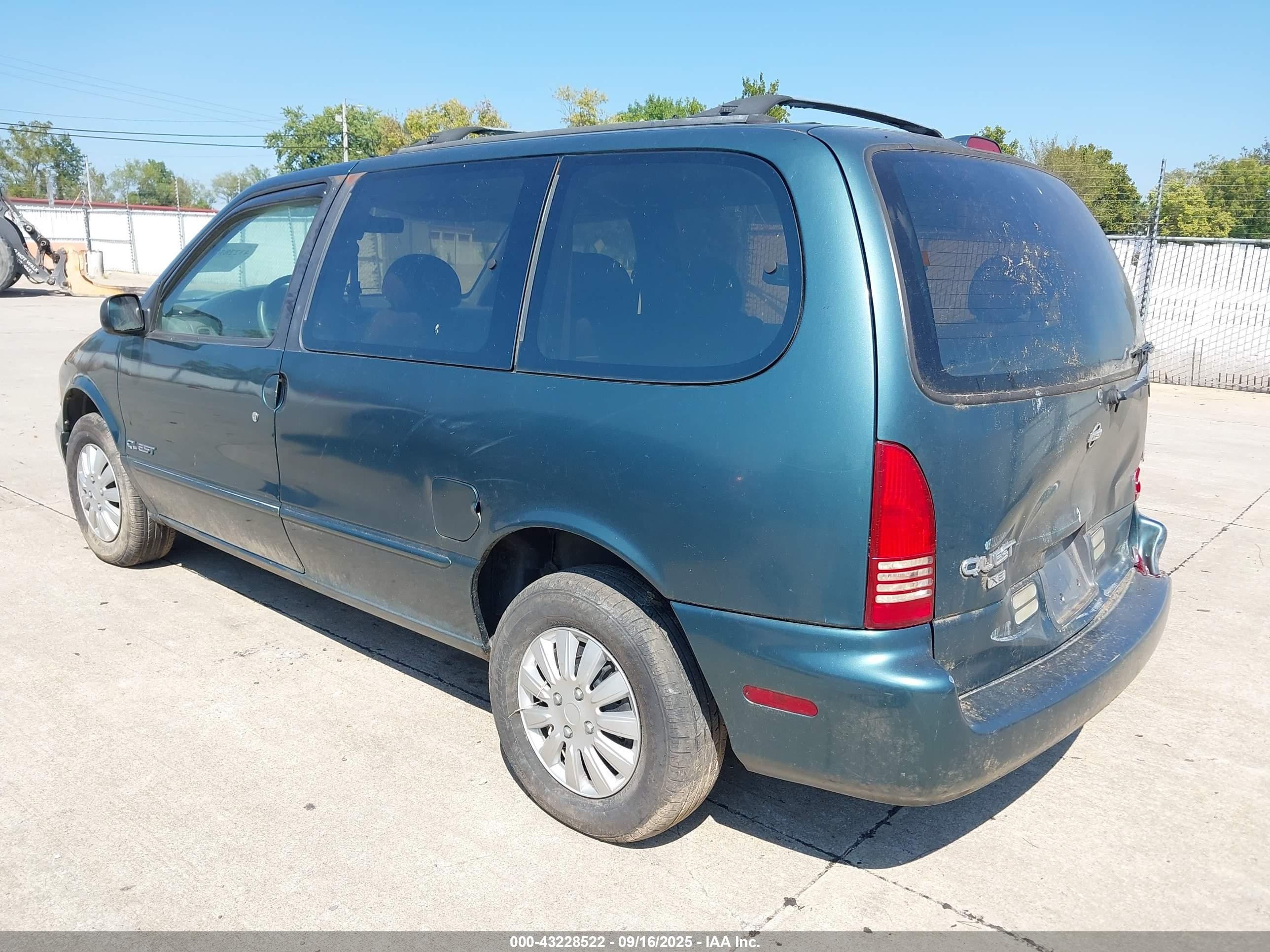 1997 Nissan Quest Gxe/xe Green vin: 4N2DN1110VD844956