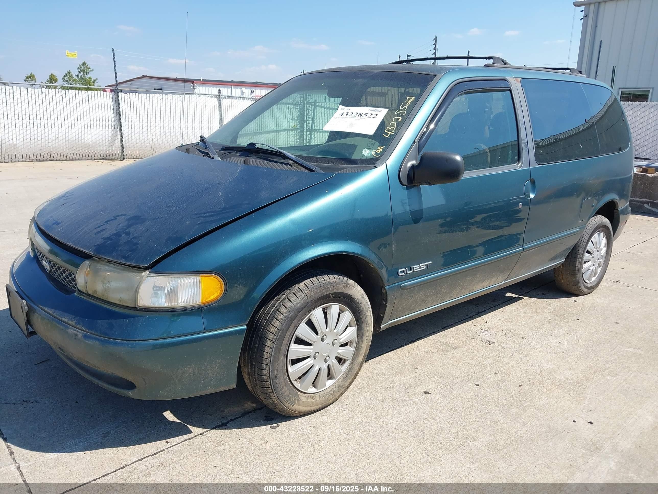 1997 Nissan Quest Gxe/xe Green vin: 4N2DN1110VD844956
