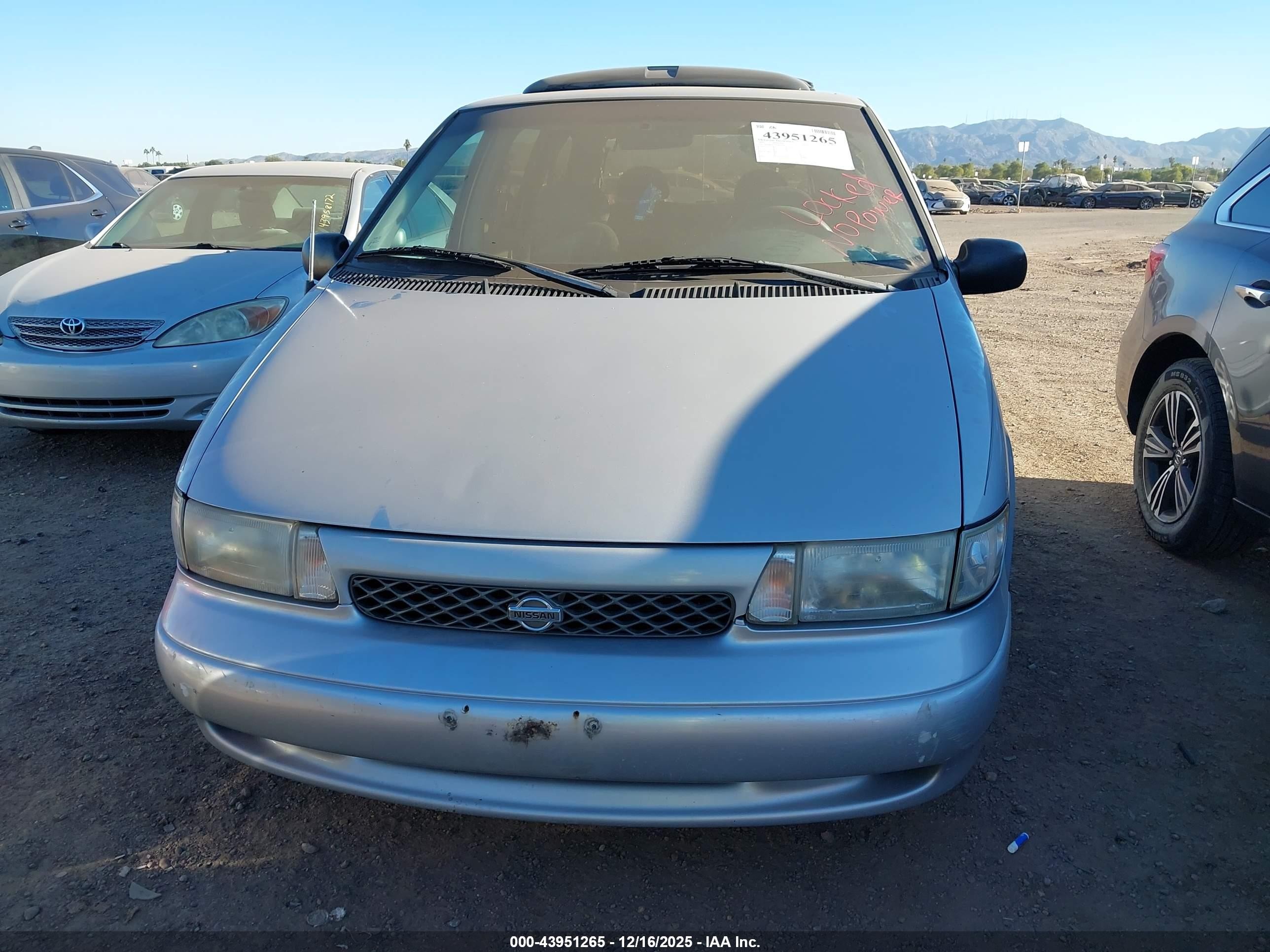 1997 Nissan Quest Gxe/xe Серебряный vin: 4N2DN1112VD809769