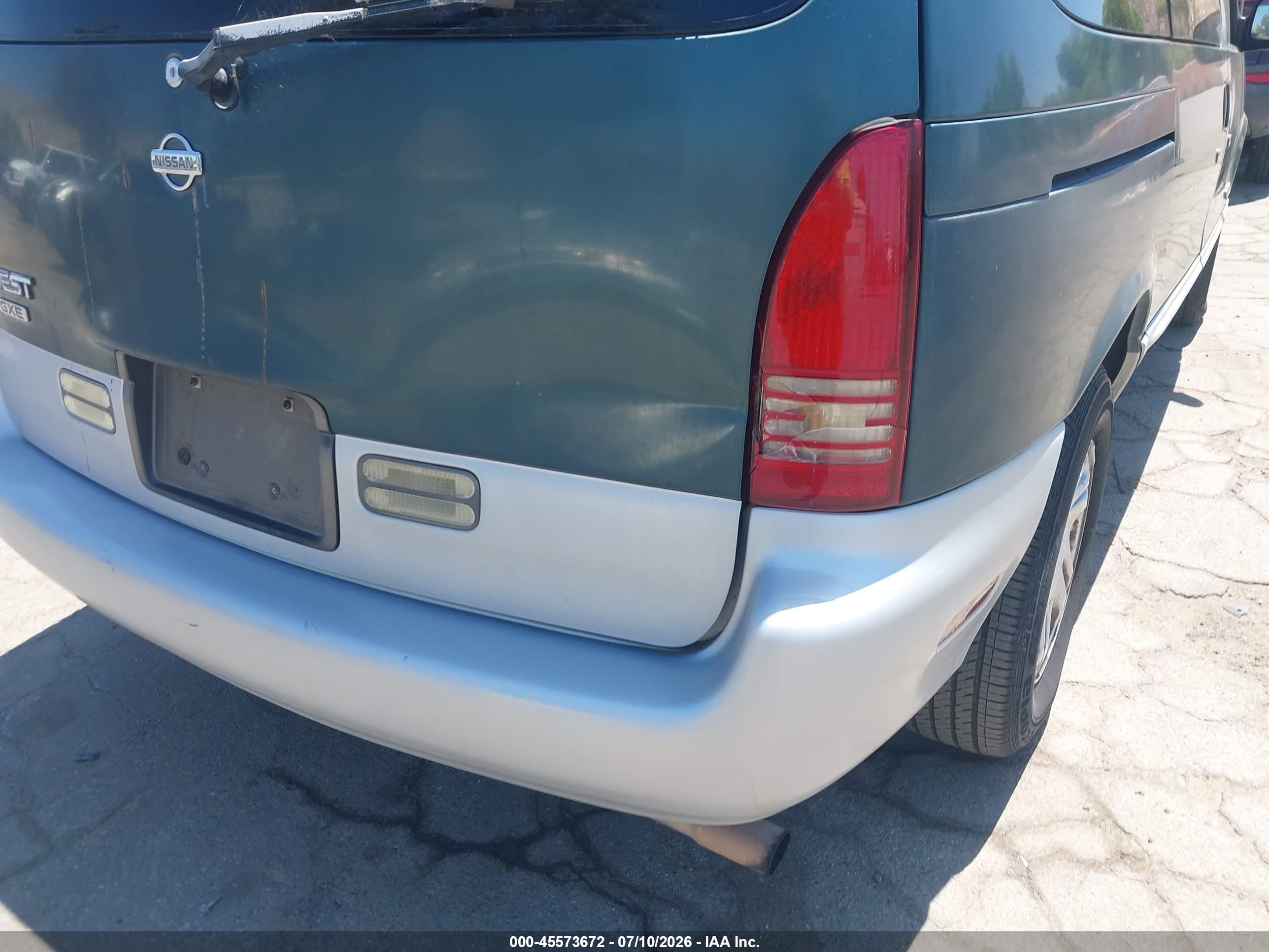 1997 Nissan Quest Gxe/xe Зеленый vin: 4N2DN1116VD812108