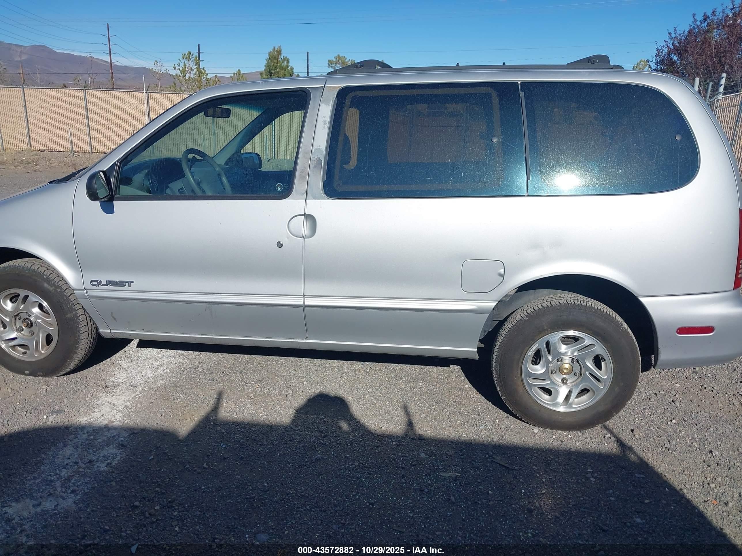 1997 Nissan Quest Gxe/xe Серебряный vin: 4N2DN1118VD824907
