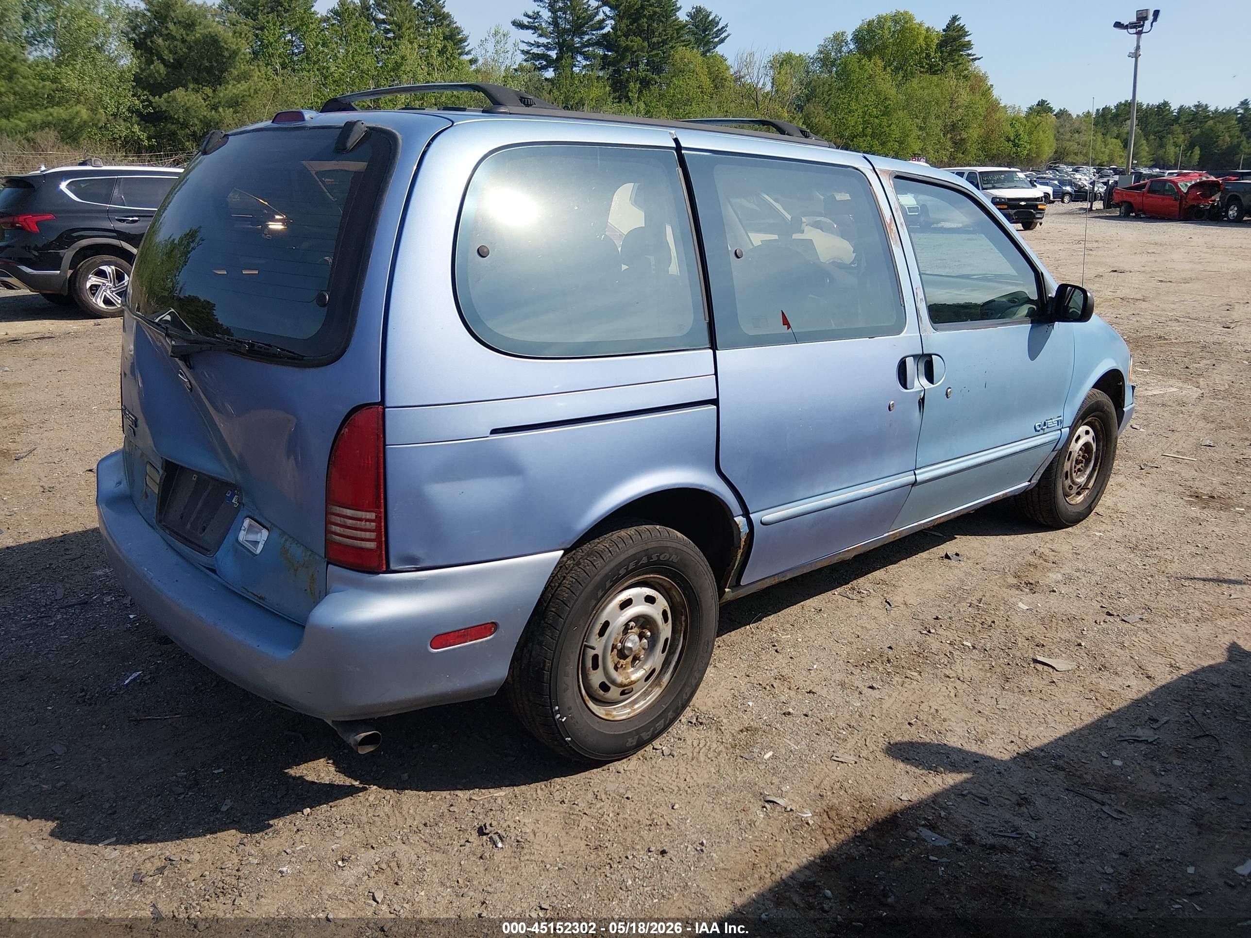 1997 Nissan Quest Gxe/xe Light Blue vin: 4N2DN1118VD839231