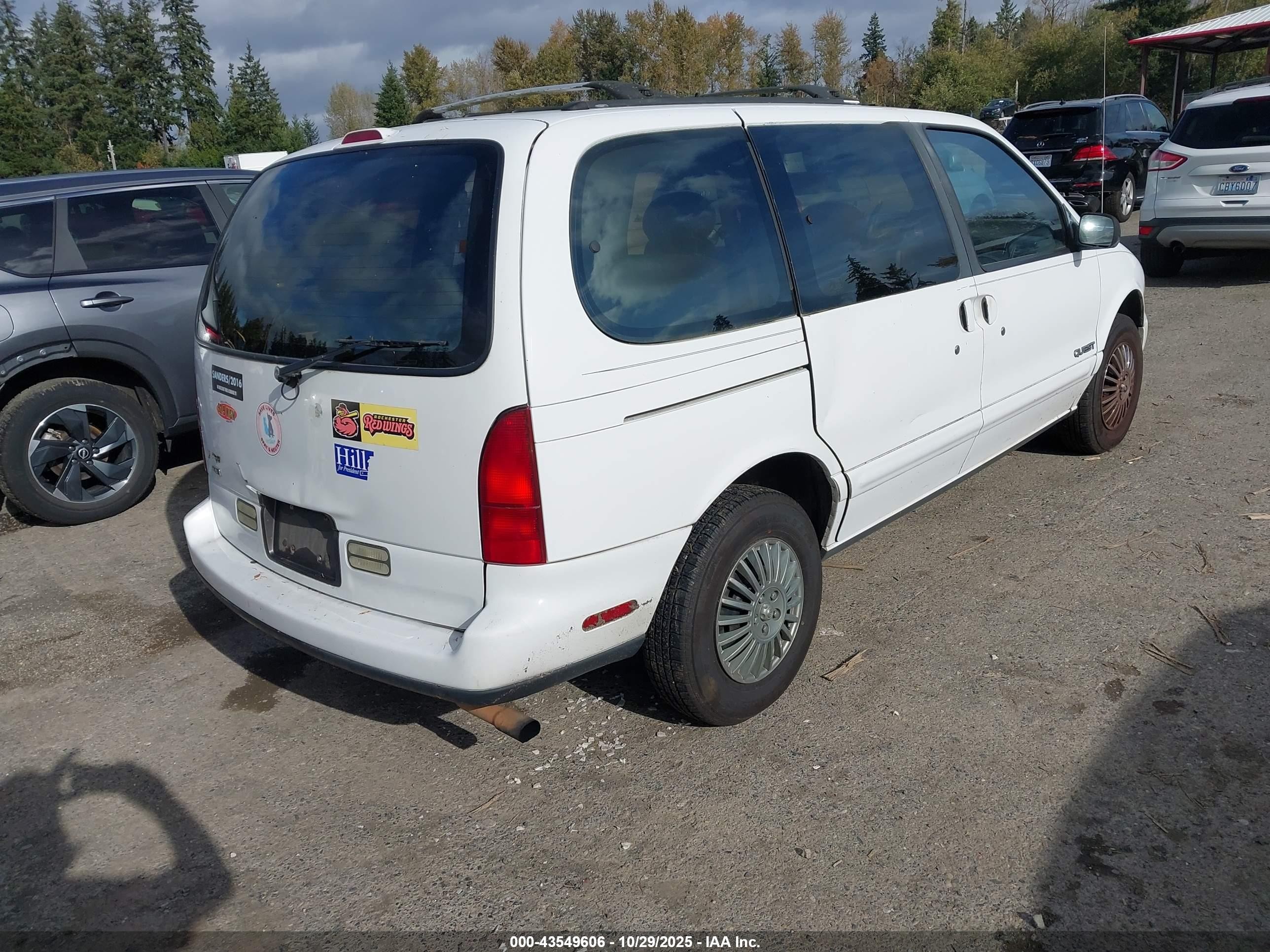 1995 Nissan Quest Xe/gxe White vin: 4N2DN11W8SD816653