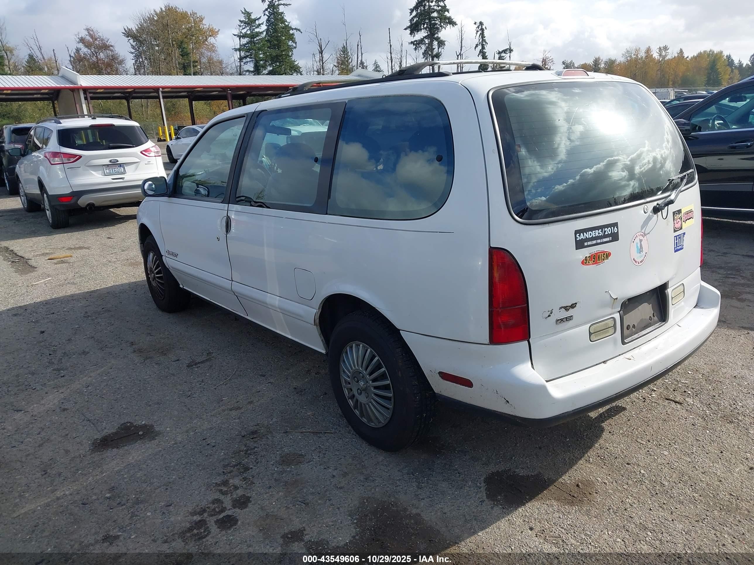 1995 Nissan Quest Xe/gxe White vin: 4N2DN11W8SD816653