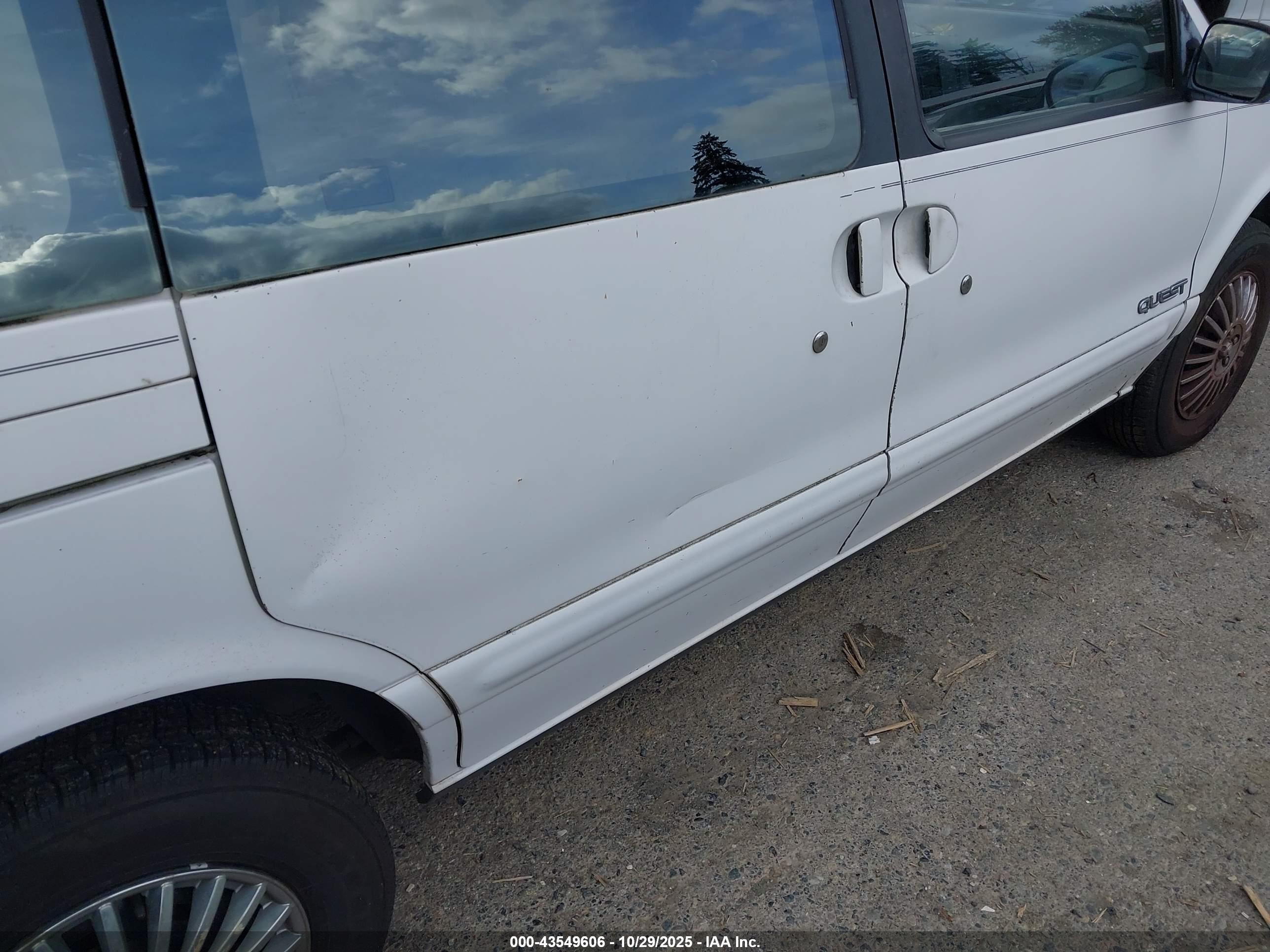 1995 Nissan Quest Xe/gxe White vin: 4N2DN11W8SD816653