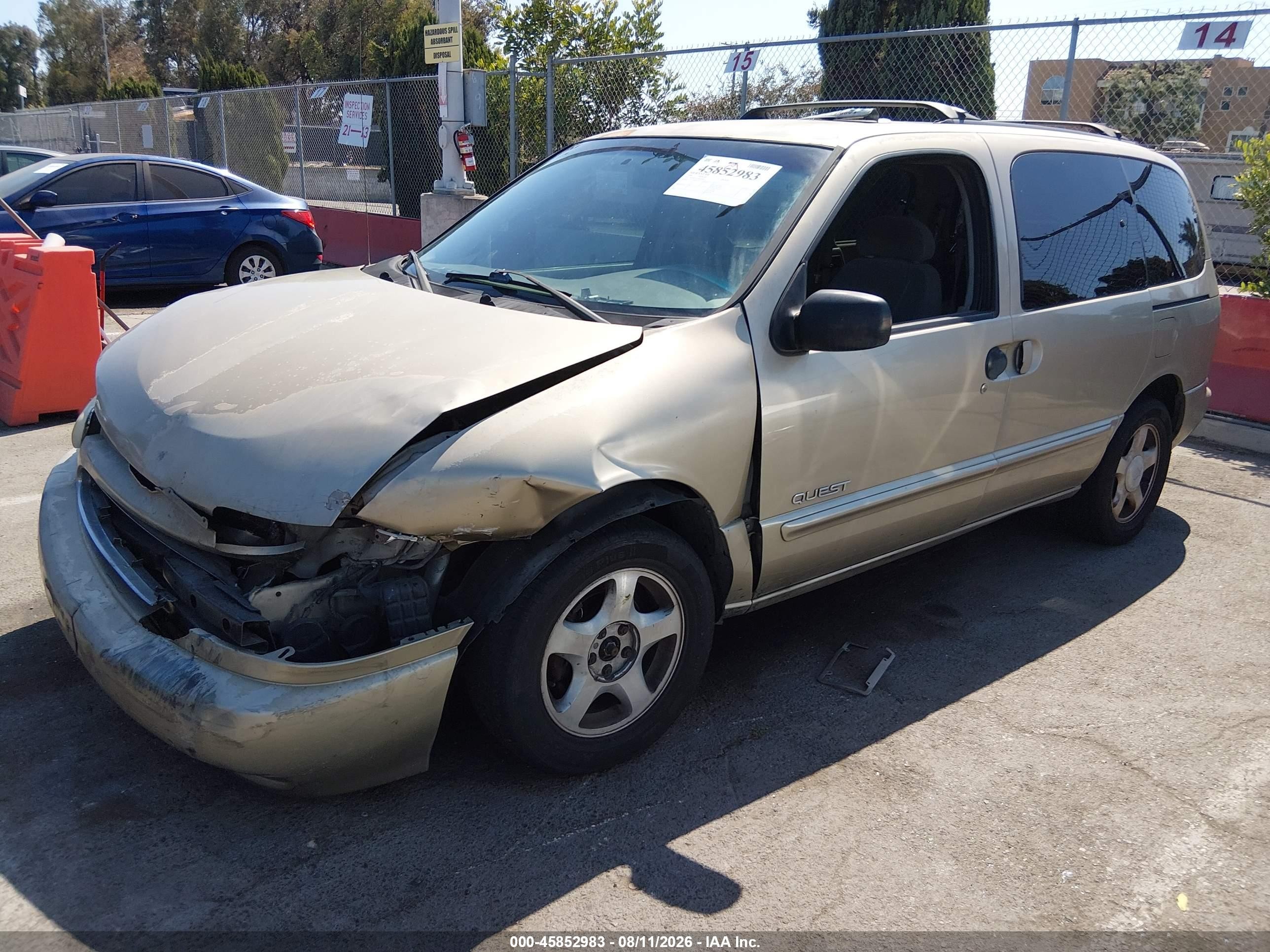 1999 Nissan Quest Gle/gxe/se Gold vin: 4N2XN11T2XD828419