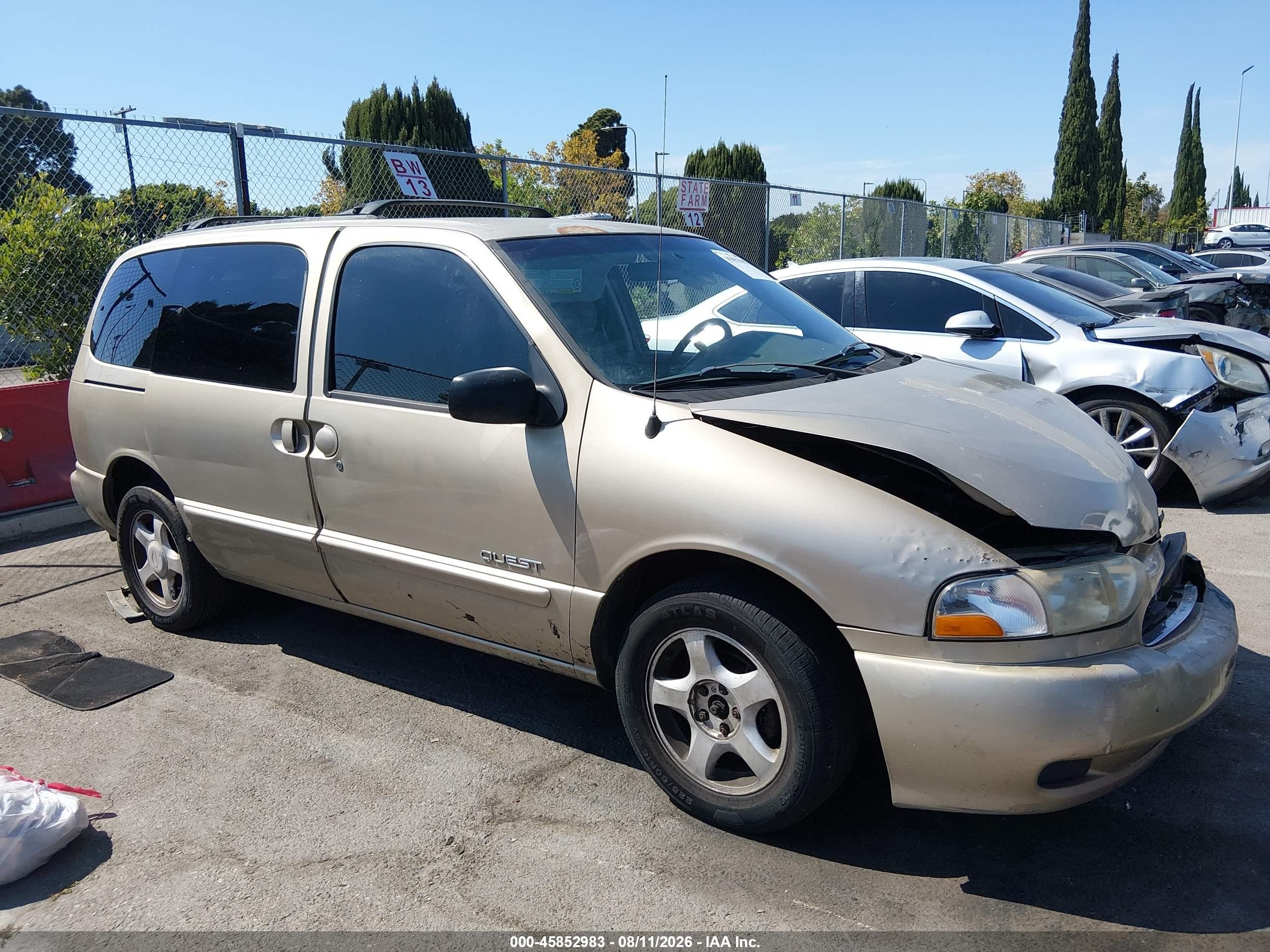 1999 Nissan Quest Gle/gxe/se Gold vin: 4N2XN11T2XD828419