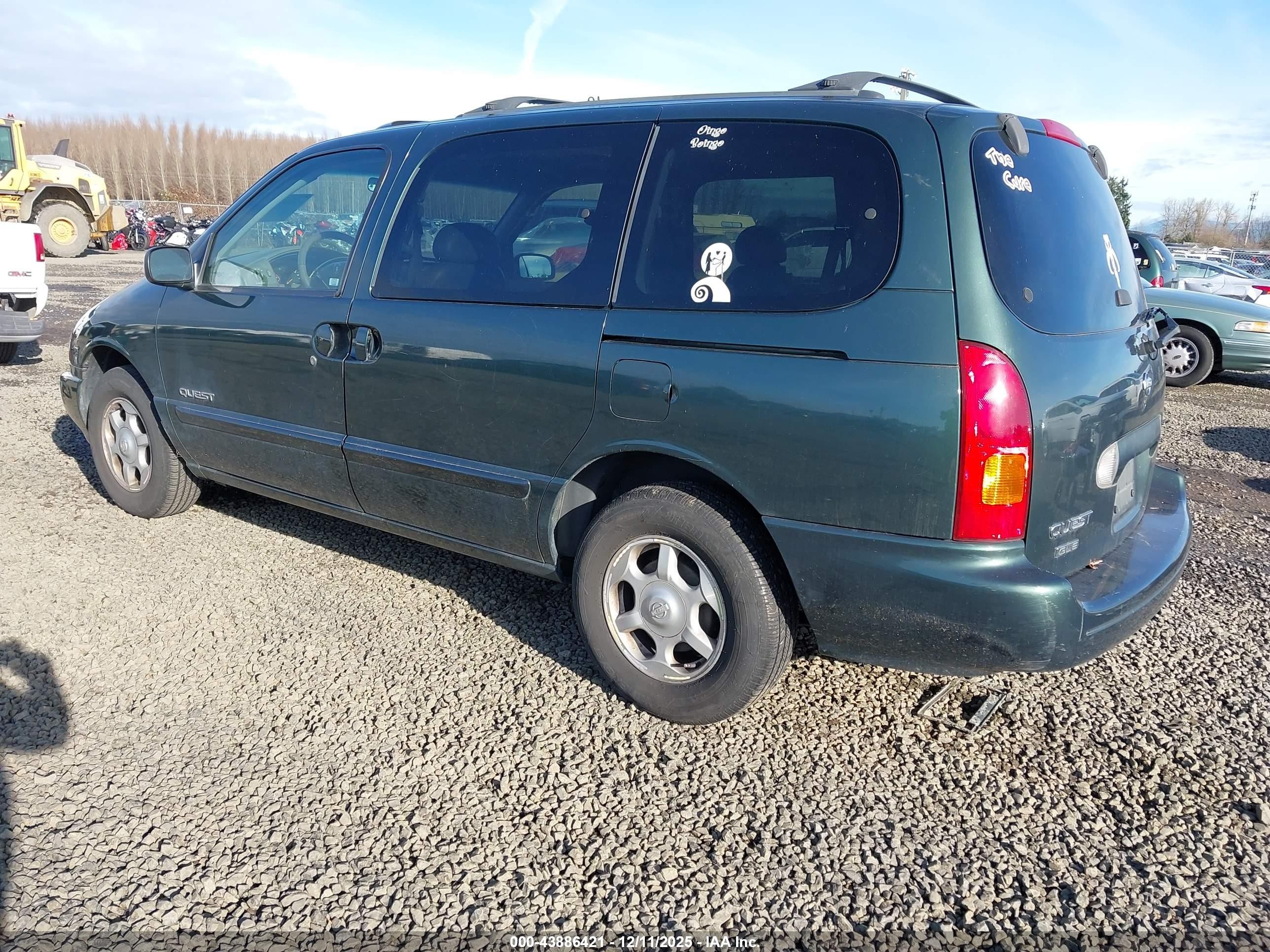 1999 Nissan Quest Se/gle/gxe Green vin: 4N2XN11T5XD820444