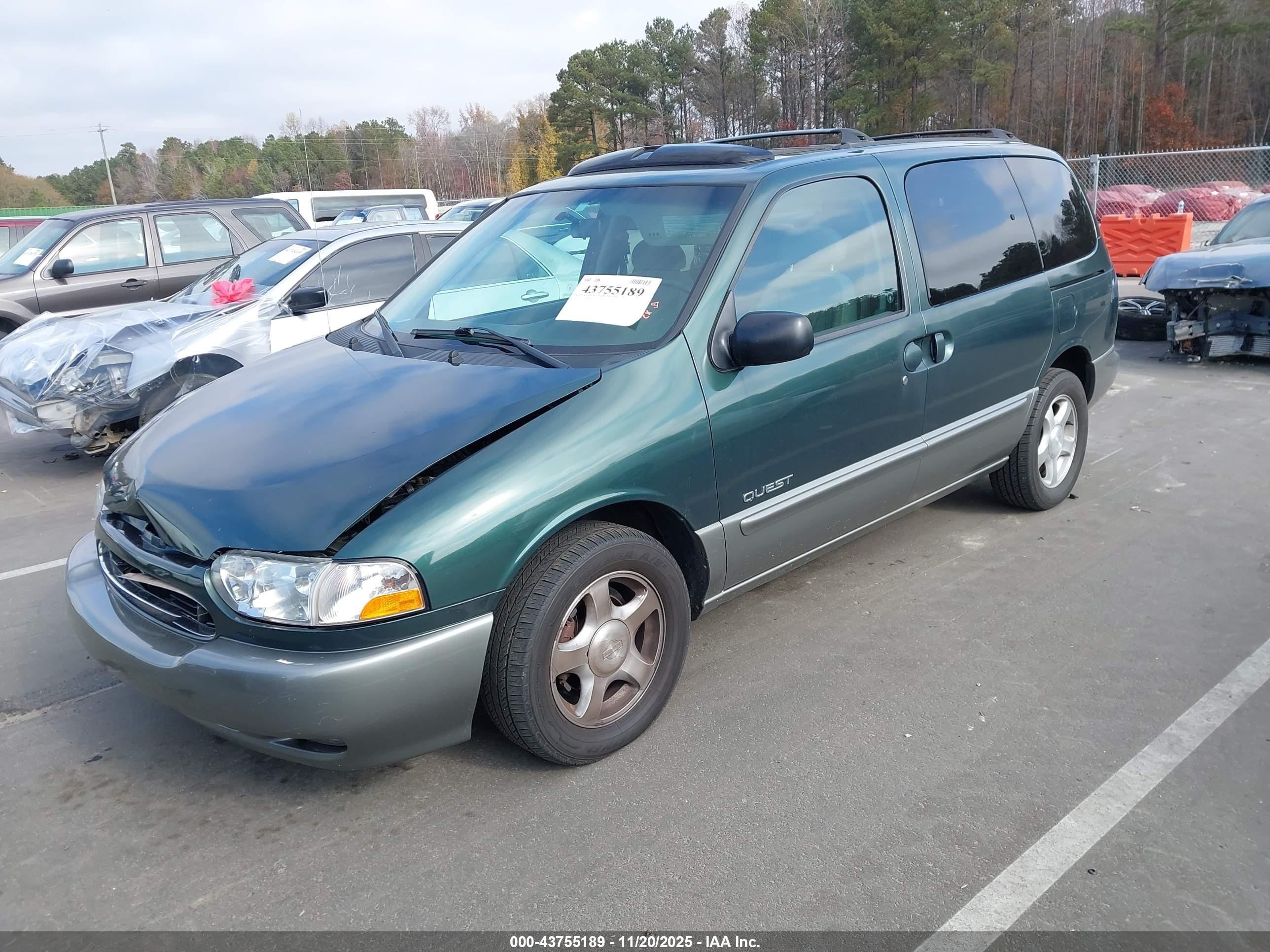 1999 Nissan Quest   Green vin: 4N2XN11T5XD832884