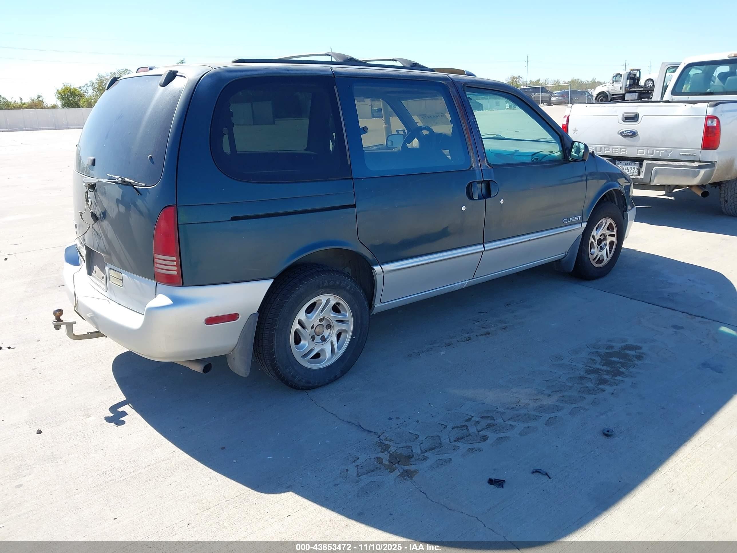 1998 Nissan Quest Gxe/xe Green vin: 4N2ZN1115WD811524