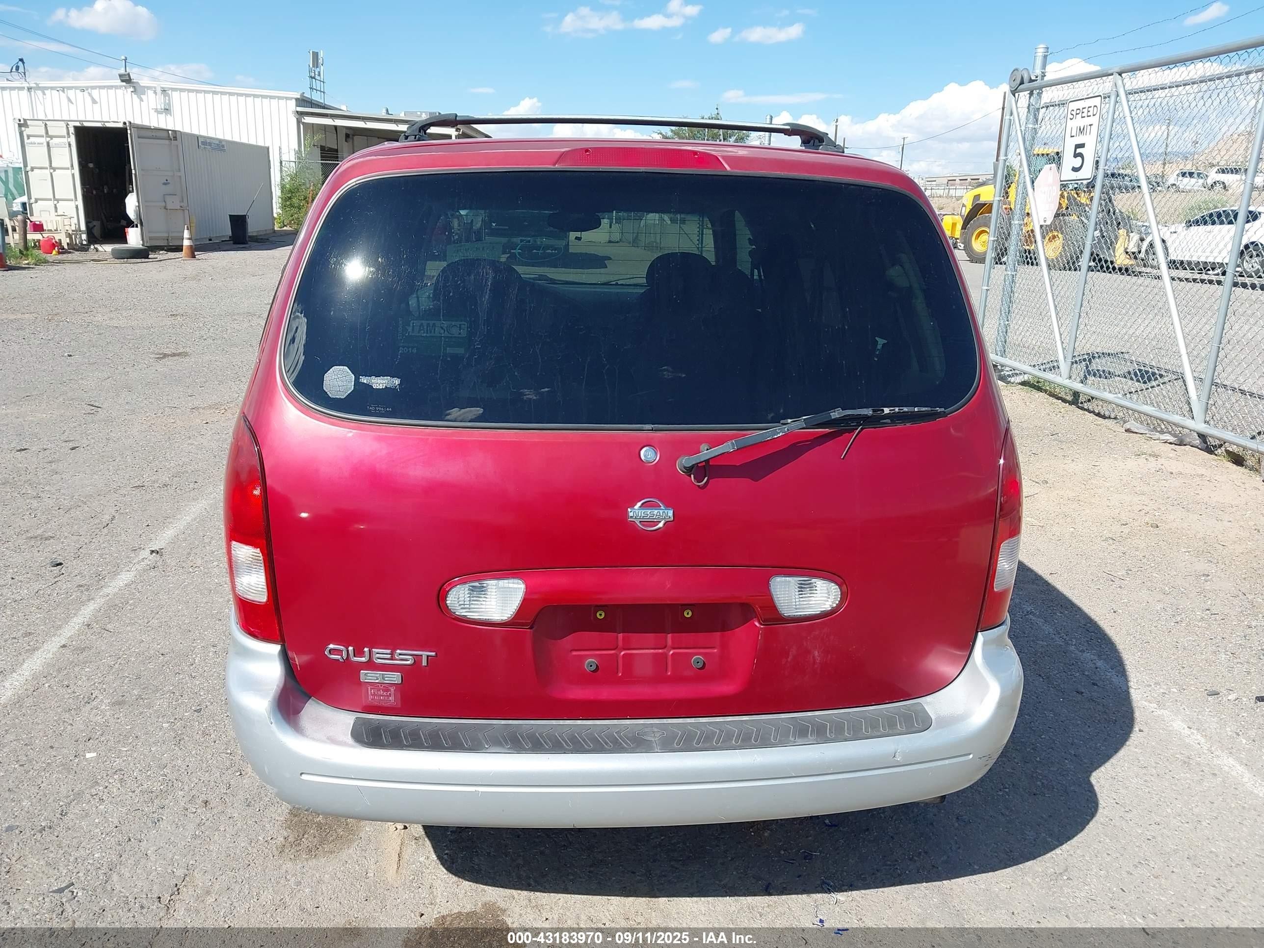 2001 Nissan Quest Se Red vin: 4N2ZN16T21D829000