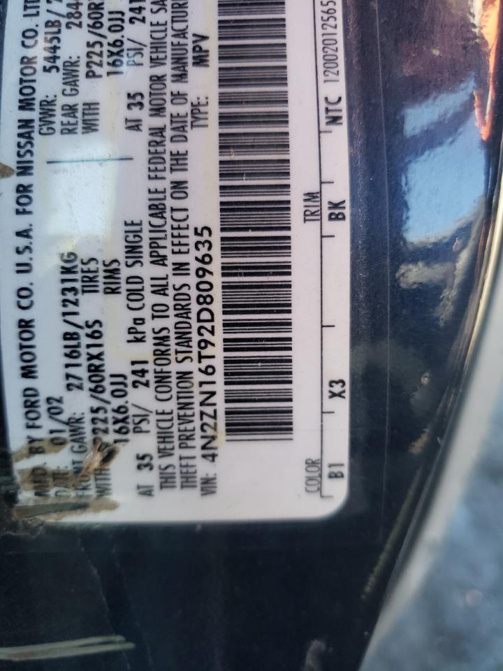 2002 Nissan Quest Se Blue vin: 4N2ZN16T92D809635