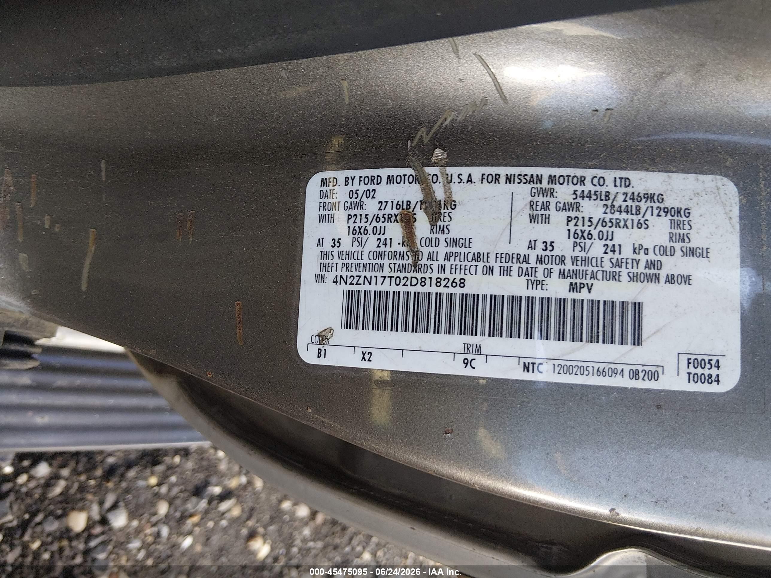 2002 Nissan Quest Gle Tan vin: 4N2ZN17T02D818268
