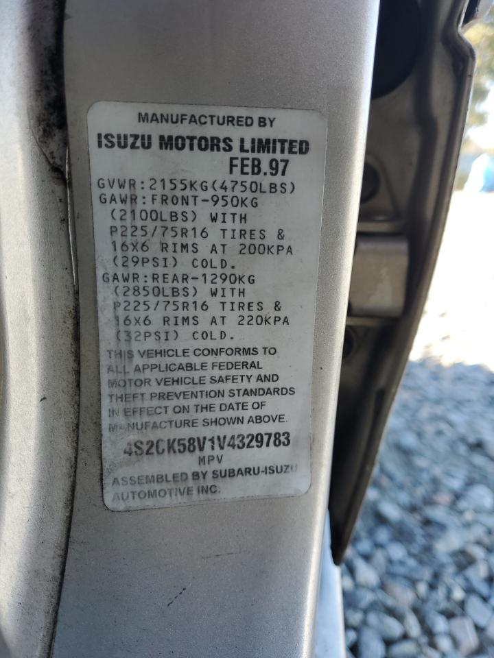 1997 Isuzu Rodeo S Silver vin: 4S2CK58V1V4329783