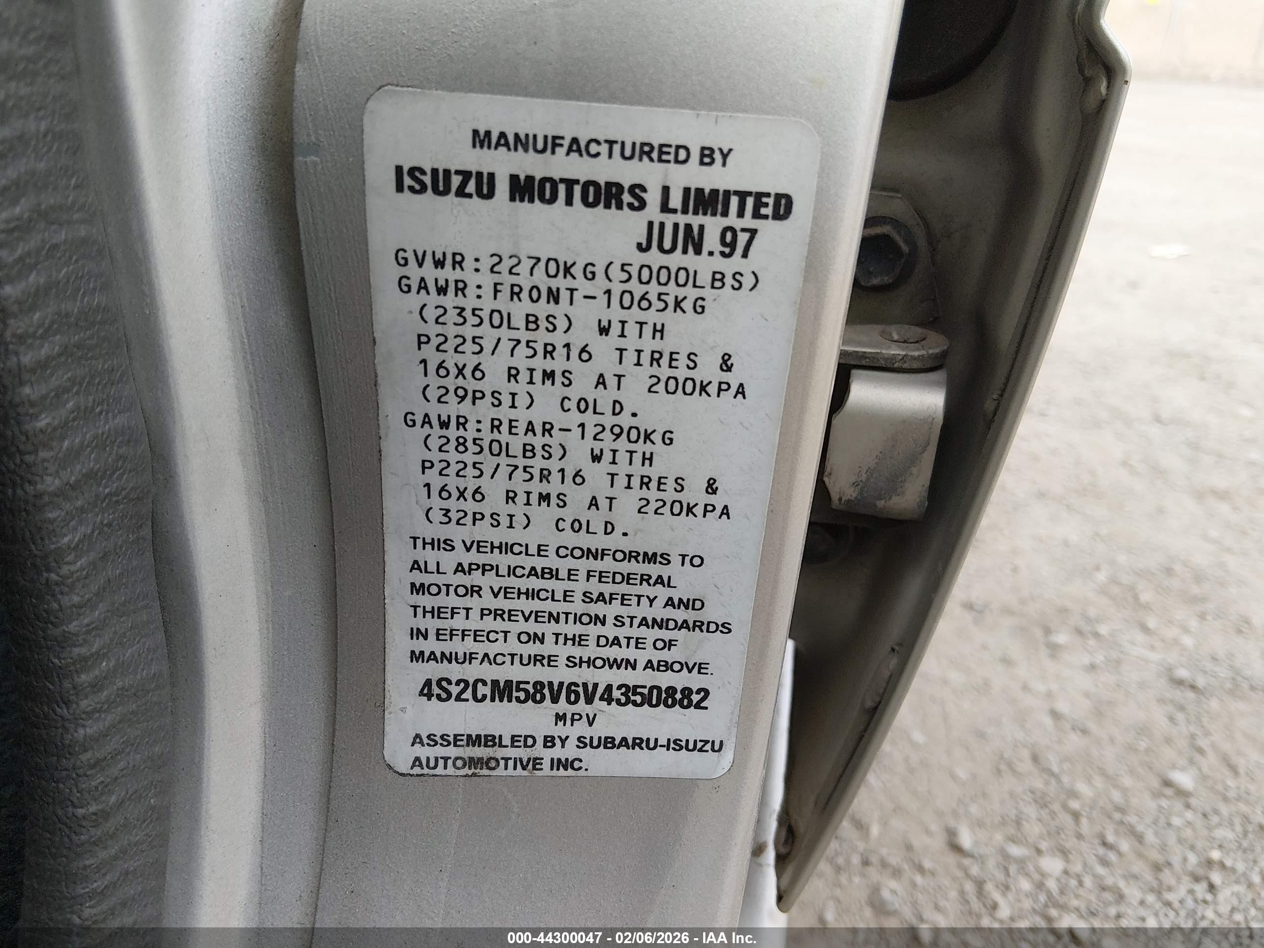 1997 Isuzu Rodeo Ls 3.2l/s 3.2l Silver vin: 4S2CM58V6V4350882