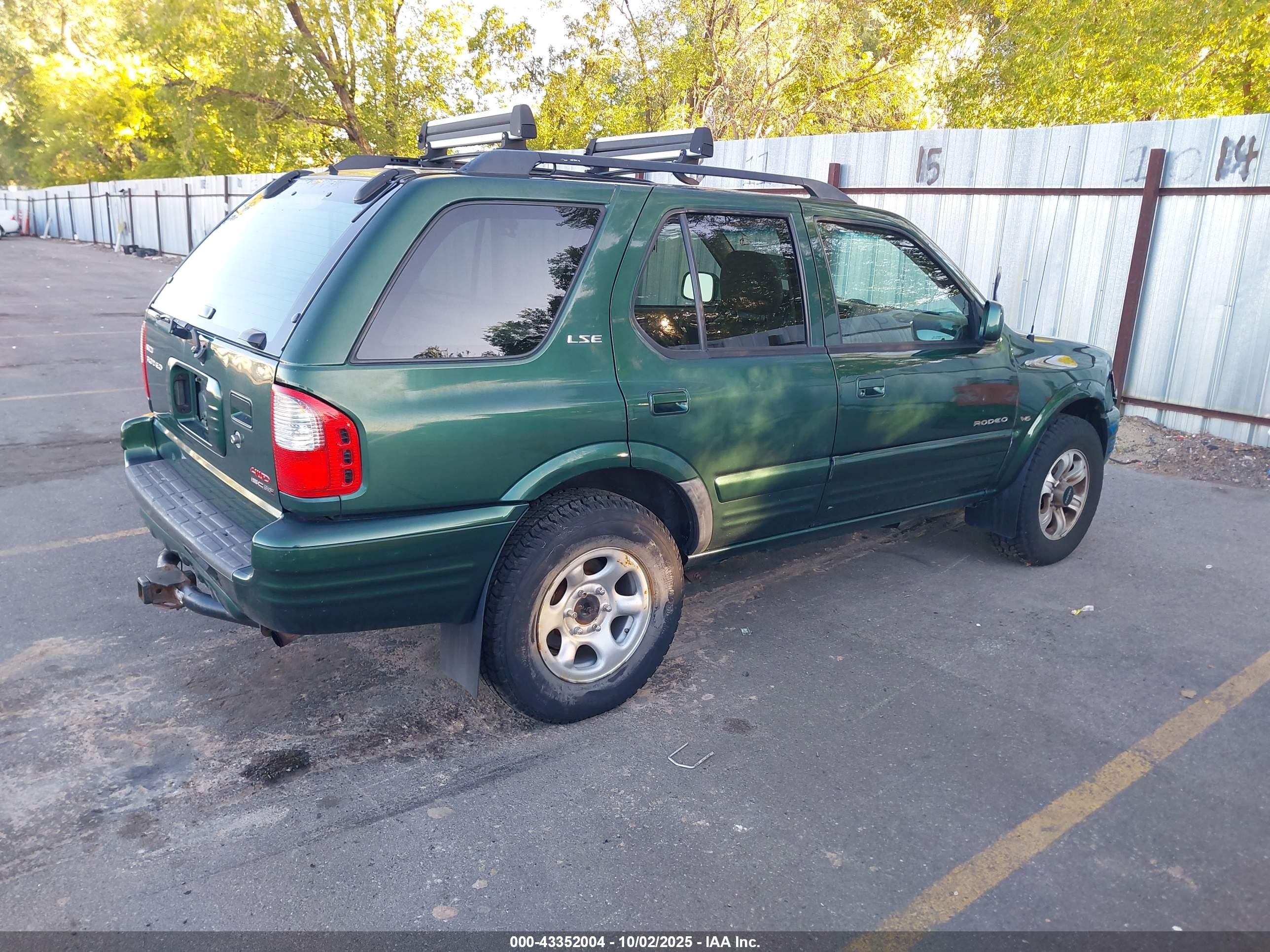 2001 Isuzu Rodeo Ls 3.2l/ls 3.2l V6/lse 3.2l V6/s/s 3.2l V6 Green vin: 4S2DM58W614305299