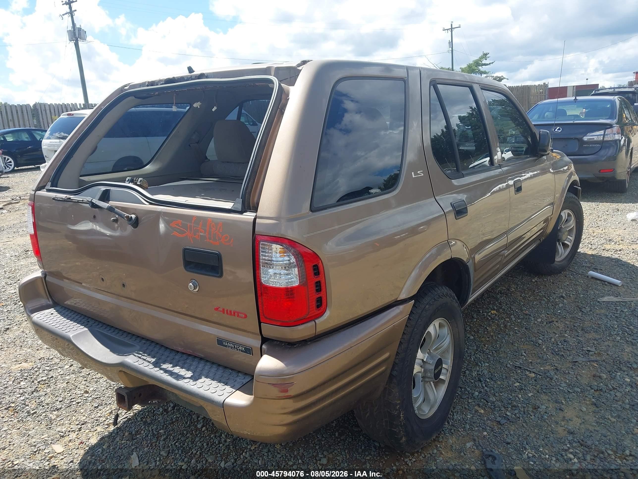 2000 Isuzu Rodeo Ls/lse/s Beige vin: 4S2DM58W7Y4300378