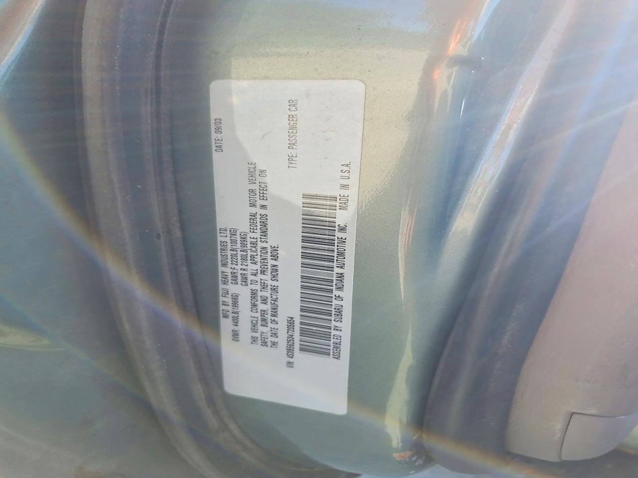 2004 Subaru Legacy L Special Green vin: 4S3BE625347205654
