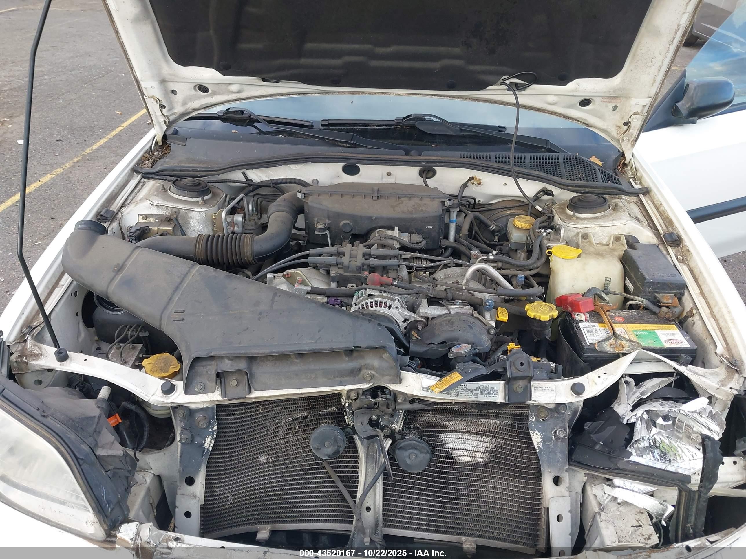 2000 Subaru Legacy L White vin: 4S3BE6350Y7205731